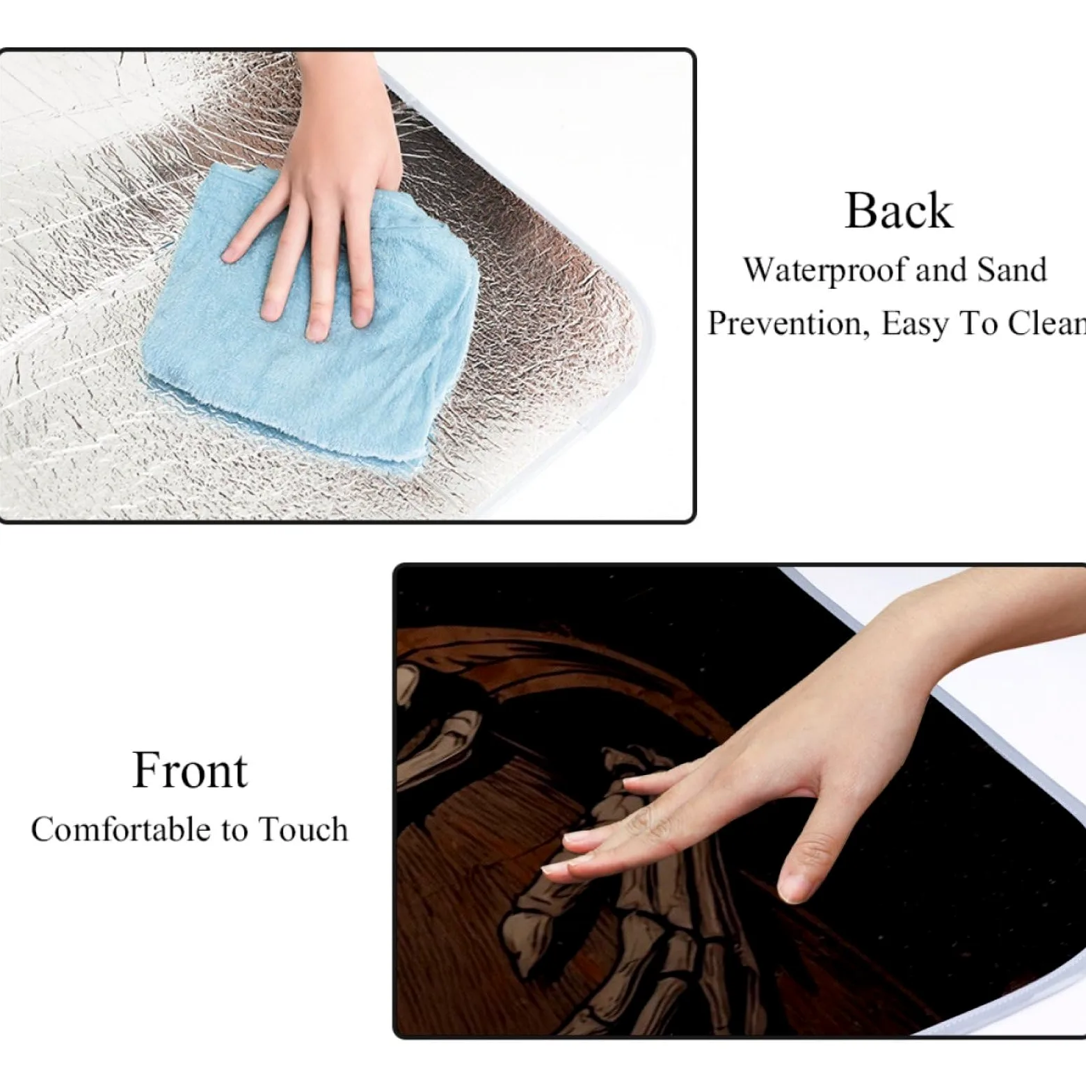 Couverture de pique-nique imperméable motif chat squelette 150 × 145 cm, tapis de pique-nique lavable léger avec poignée pour randonnée, voyage, camping, parcs