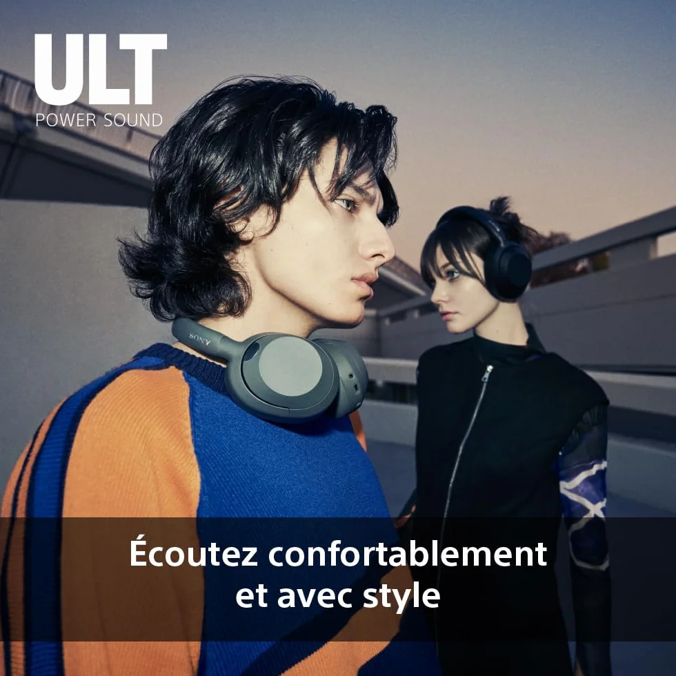 Sony ULT Wear Casque sans Fil Bluetooth ULT Power Sound Basses Profondes Réduction de Bruit Autonomie 30 Heures Noir