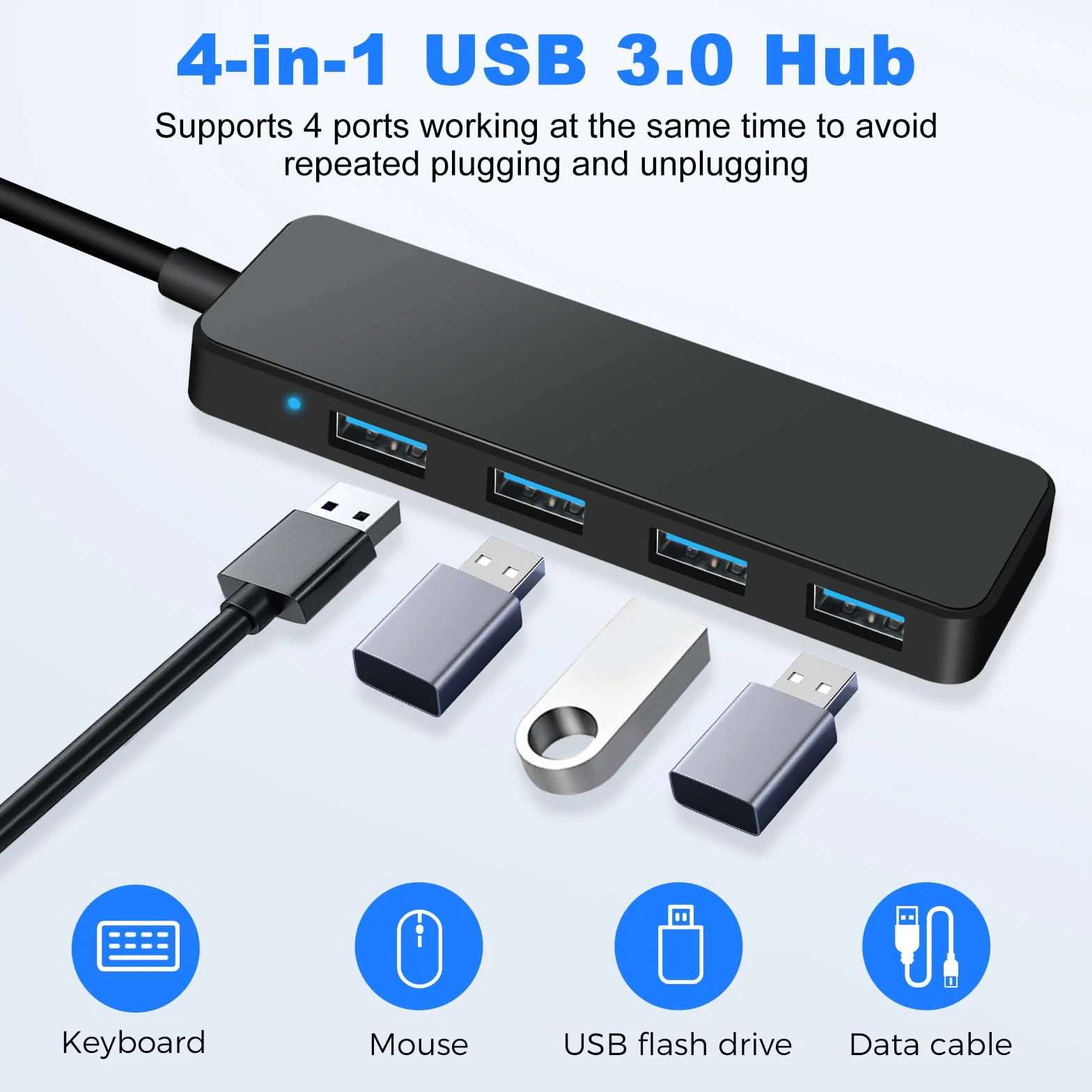 Hub USB 3.0 4 Ports Multiprise Ultra Fin 5 Gbps Adaptateur Multi USB pour MacBook Pro/Air iMac Surface Pro XPS PC