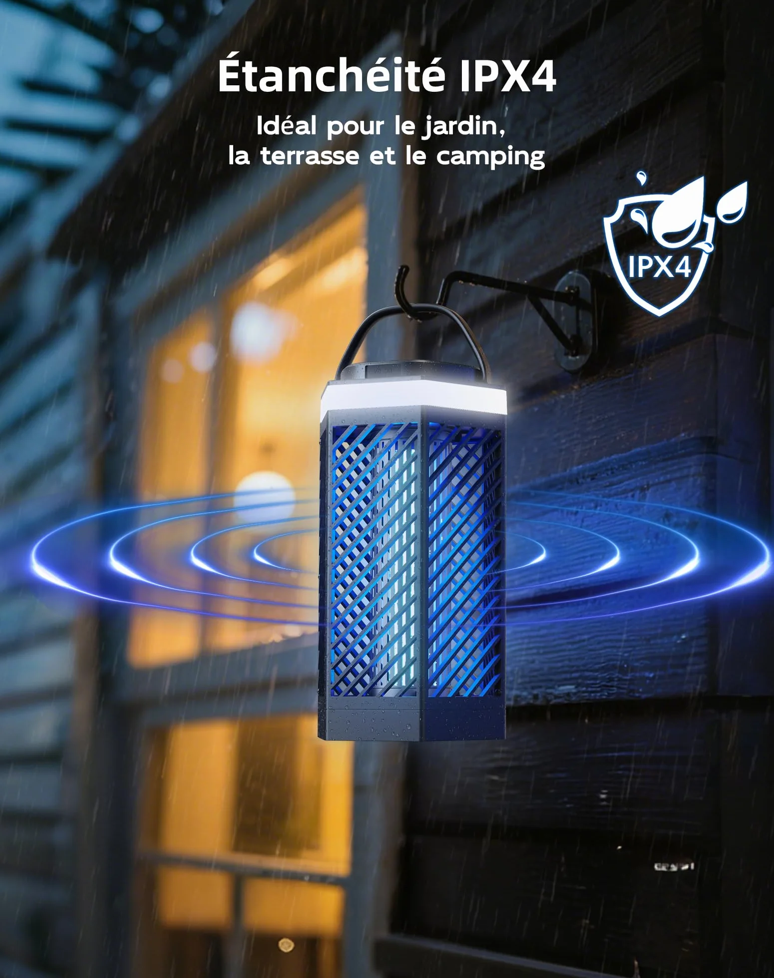 Lampe Anti-Moustique Rechargeable Tue Mouche Électrique LED 8000mAh IPX4 Destructeur d'Insectes