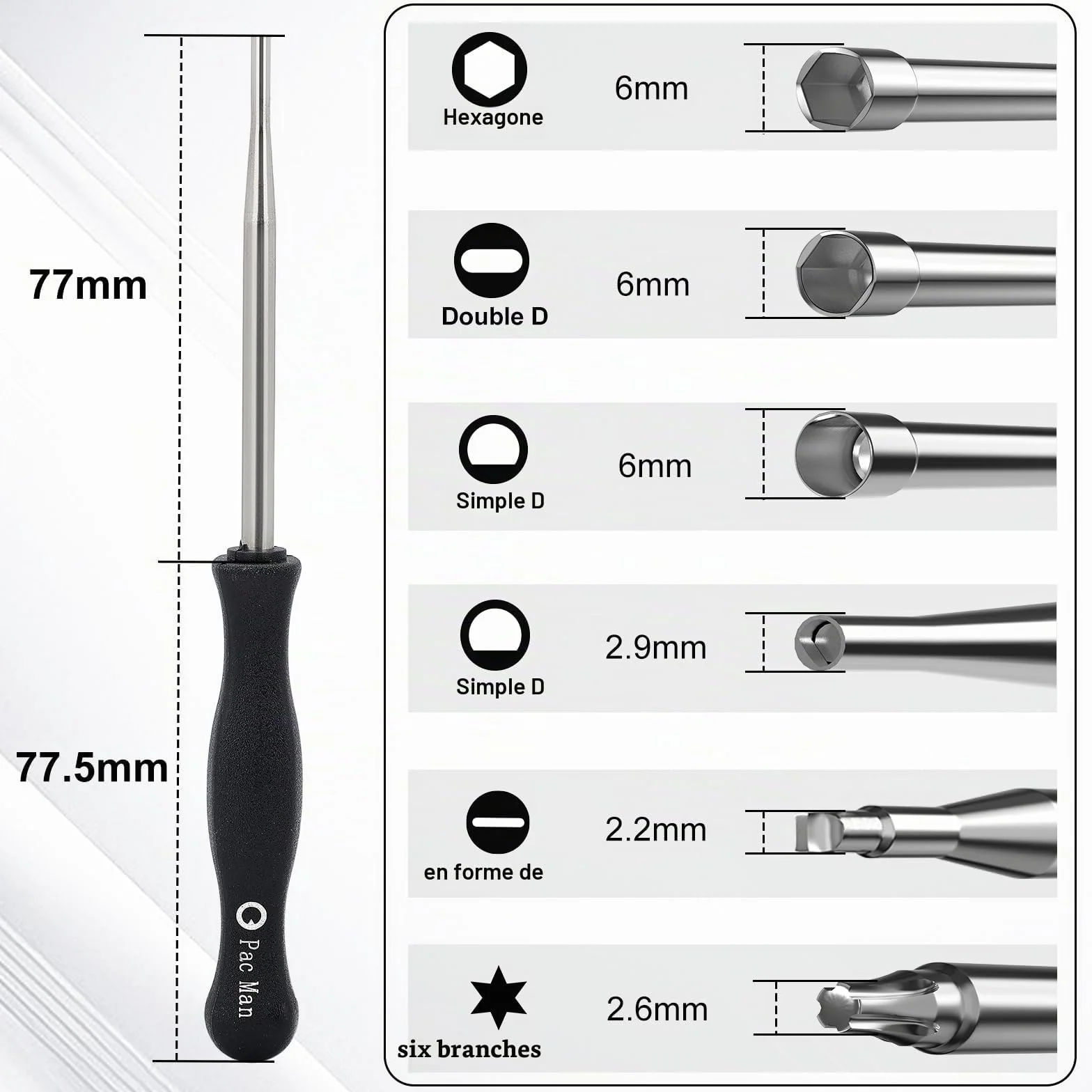 SAVIOR Lot de 12 Tournevis Métal pour Carburateur Petit Moteur 2 Temps Embout Splined Pac Man D Double D