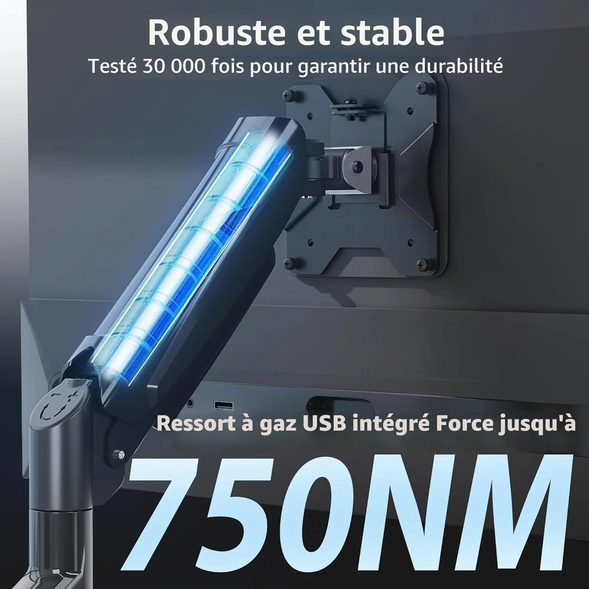 BONTEC Bras Articulé à Ressort à Gaz pour Moniteur 13-32 Pouces, Capacité 3-9kg, Rotation 360°, VESA 75/100mm