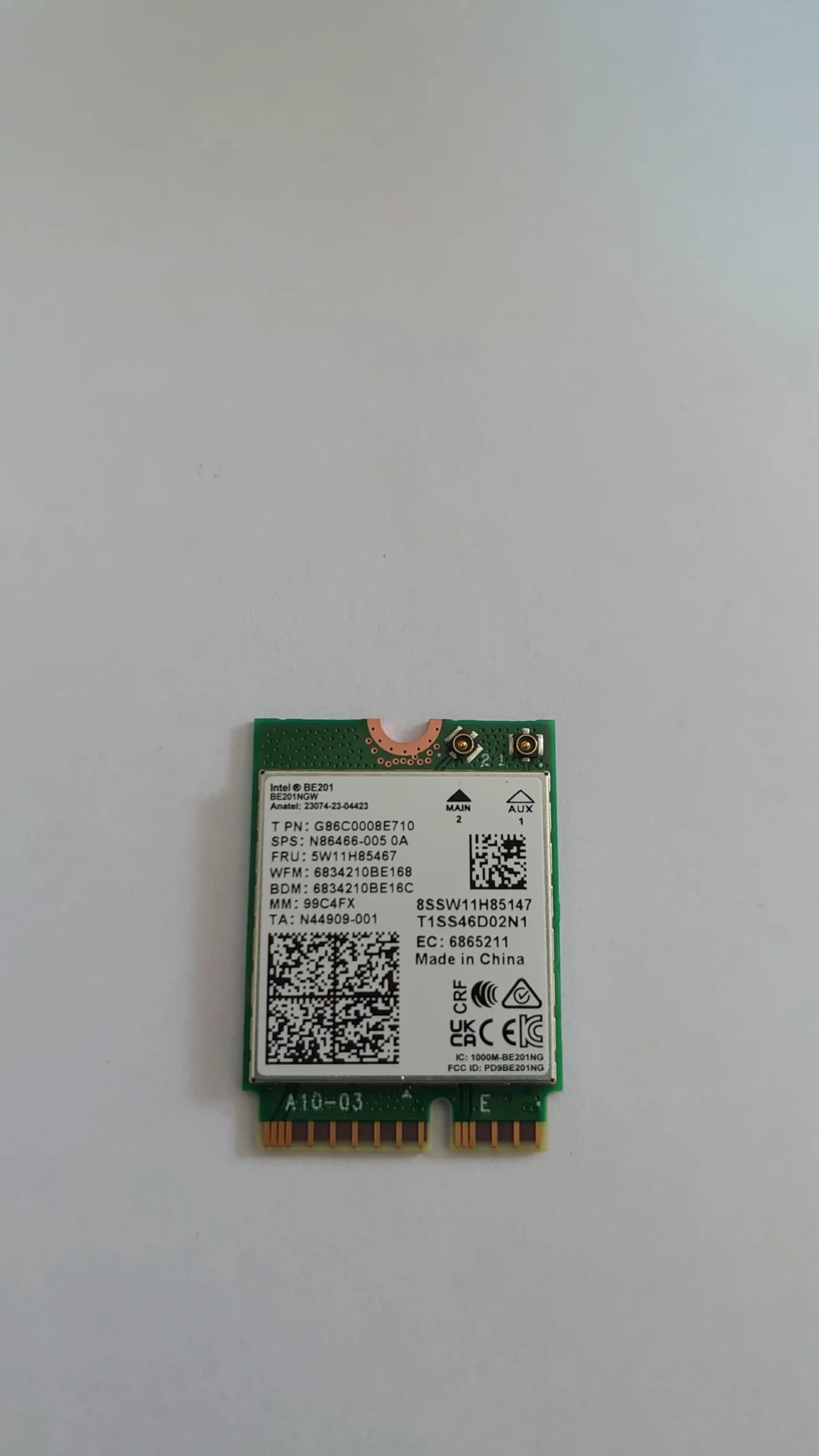 Intel Adaptateur Wi-Fi 7 M.2 1216 2x2 Tri-bande BT 5.4 pour ordinateur portable