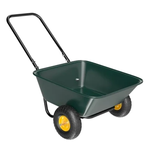 Brouette Jardin - Charge Maximale 136 kg | 2 essieux en Fer, Plateau de Camion en Plastique - brouette 2 Roues Vert