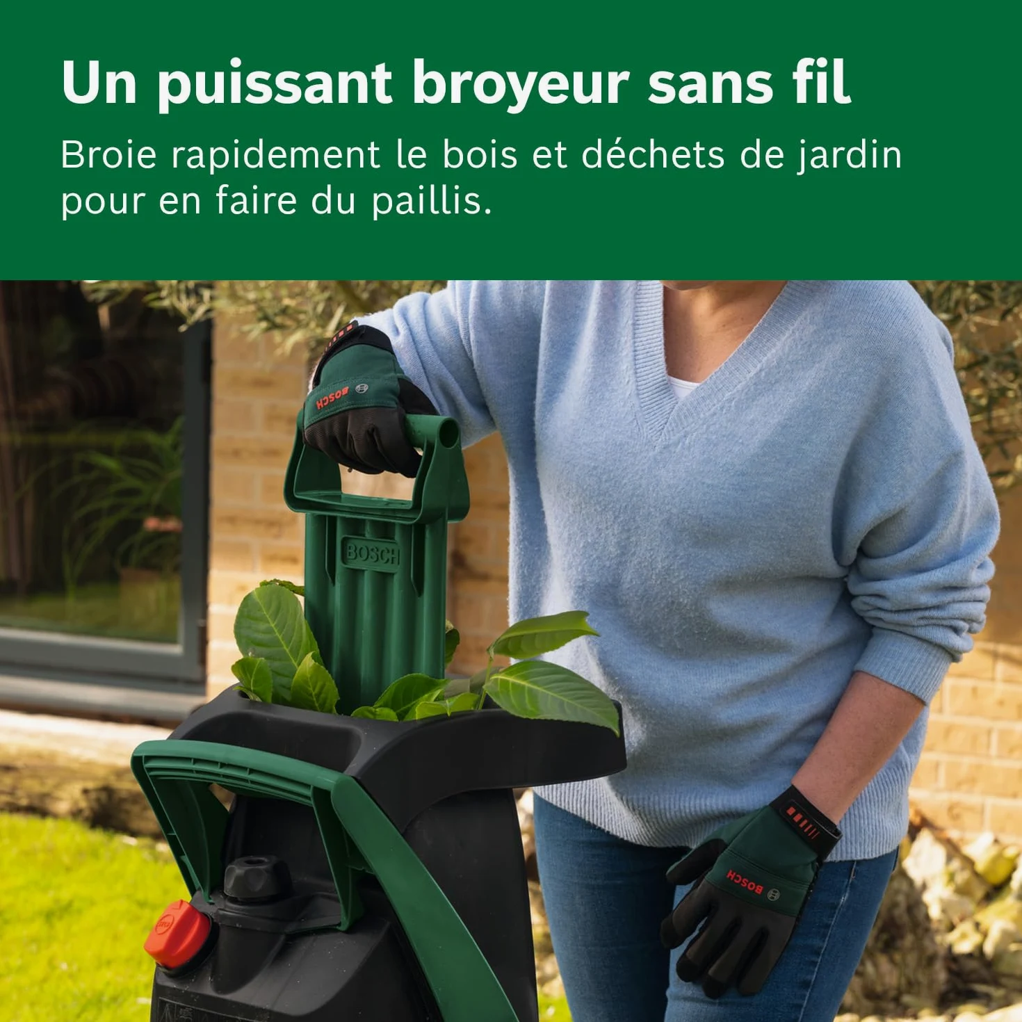 Bosch Broyeur sans fil UniversalShredder 2x18V-25 sans batt./chargeur | lames réversibles, coupe des branches jusqu’à 25 mm, moteur Brushless, contrôle de vitesse OptiCut