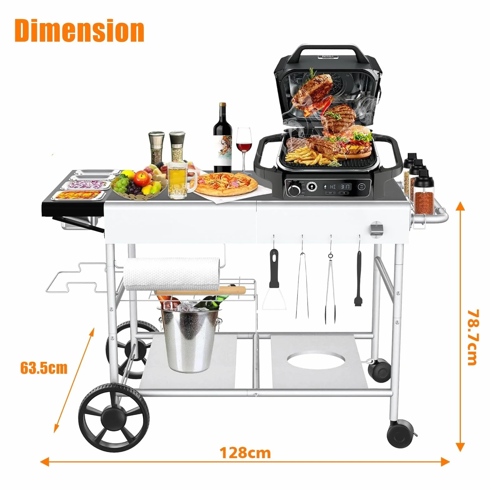 Table de four à pizza Ooni Koda/Karu/Fyra 128 x 64 cm support mobile barbecue d'extérieur Blackstone Griddle Cuisinart