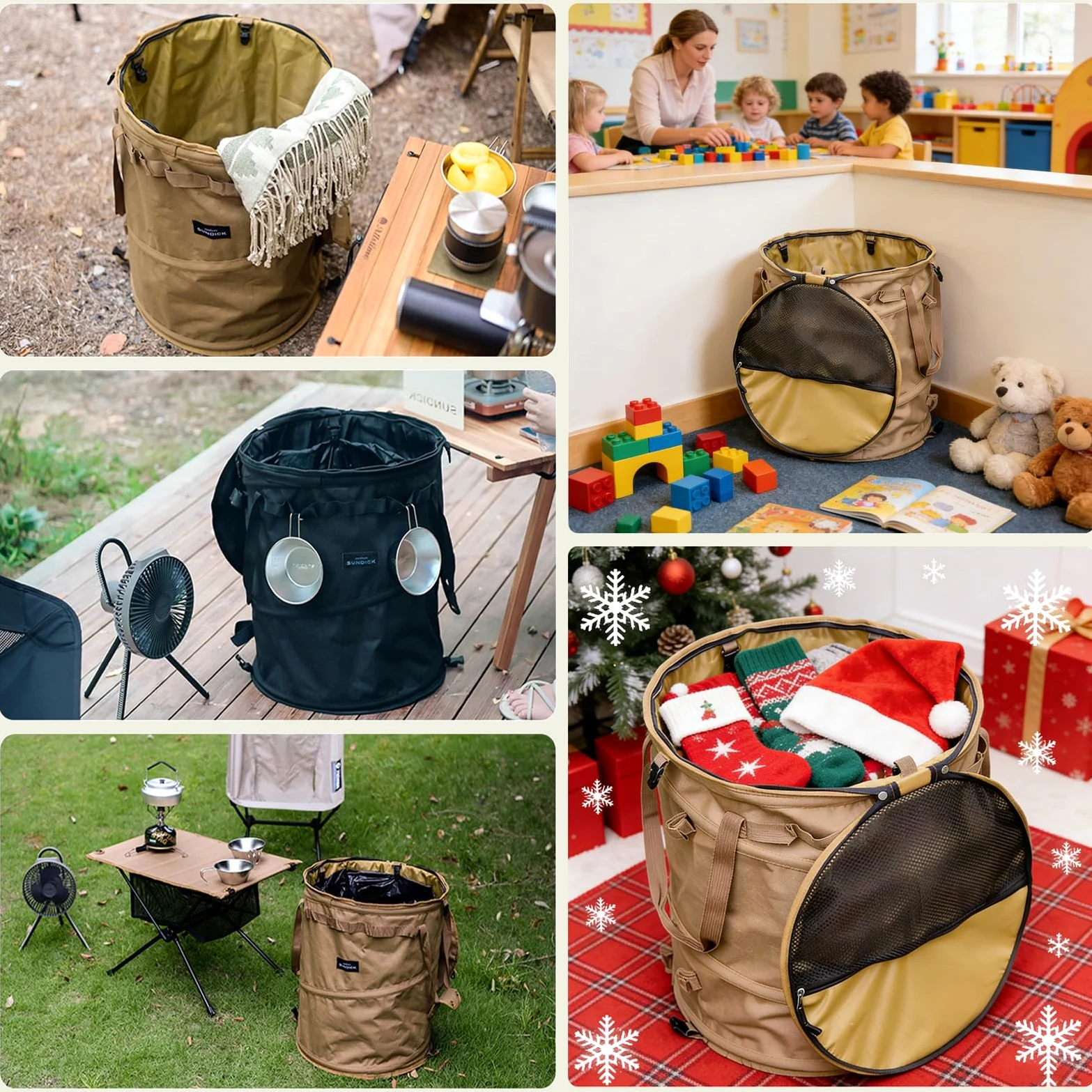 Sac à DéChets de Jardin,Poubelle de Camping,Grand Sac Pliable et Robuste avec PoignéEs,Poubelle RéUtilisable pour Feuilles,Ordures,Jouets,IdéAl Pour Le Jardinage,La RandonnéE(Black Forest)