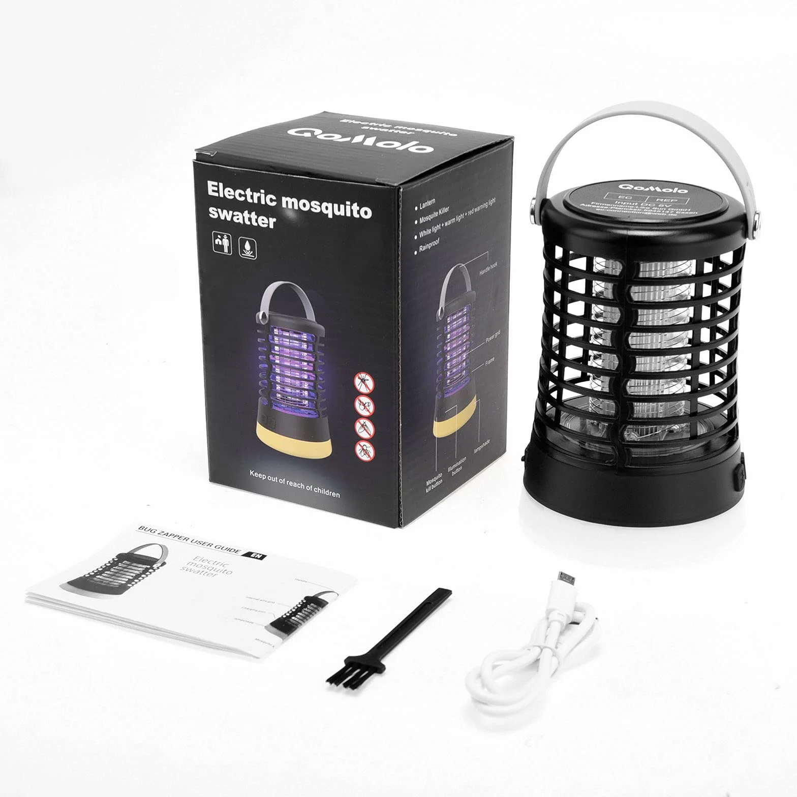 Lampe Anti Moustique Rechargeable 3 en 1 IP66 2200mAh USB Piège à Moustiques pour Intérieur et Extérieur