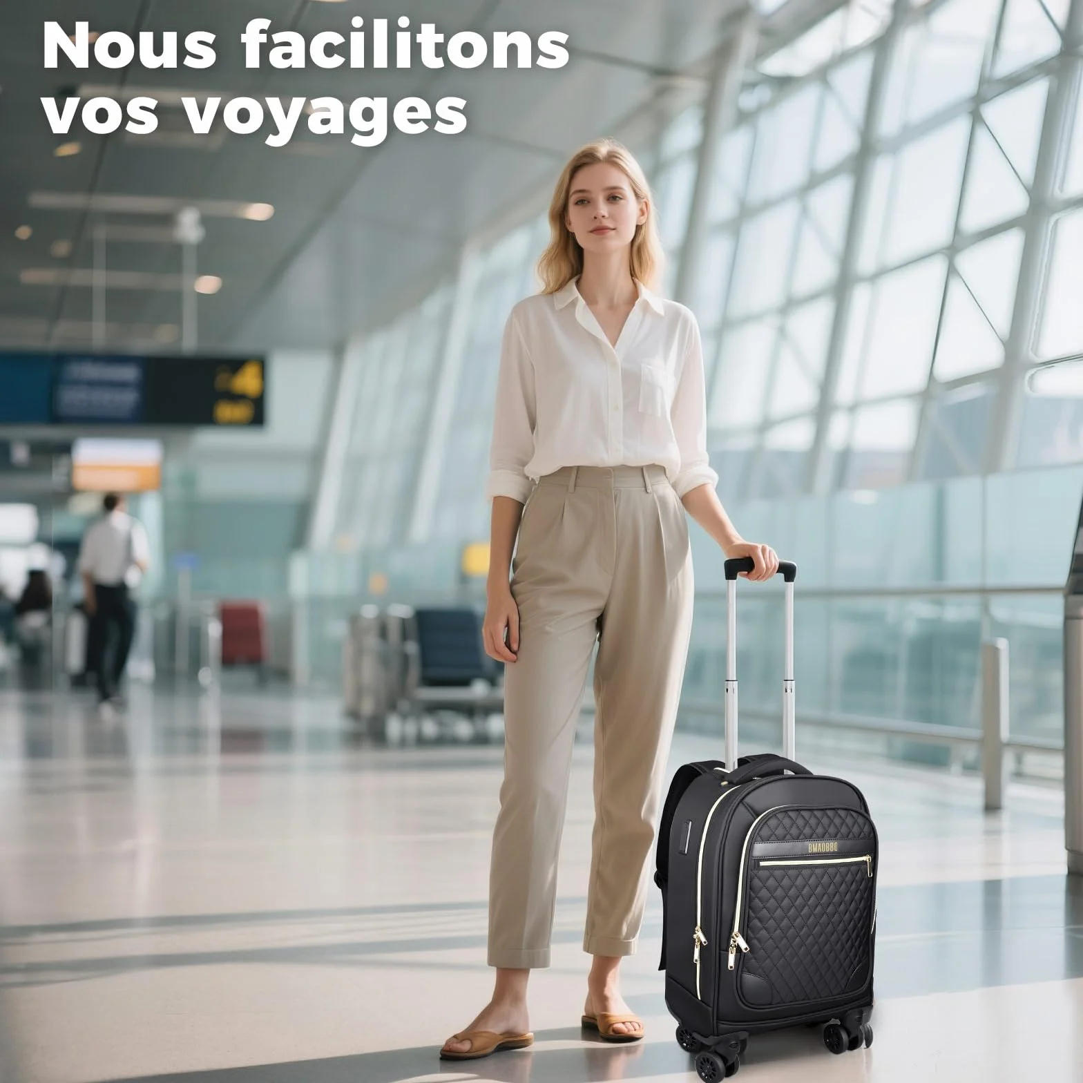 Sac à Dos à Roulettes pour Femme 15.6 Pouces Ordinateur Portable 35L