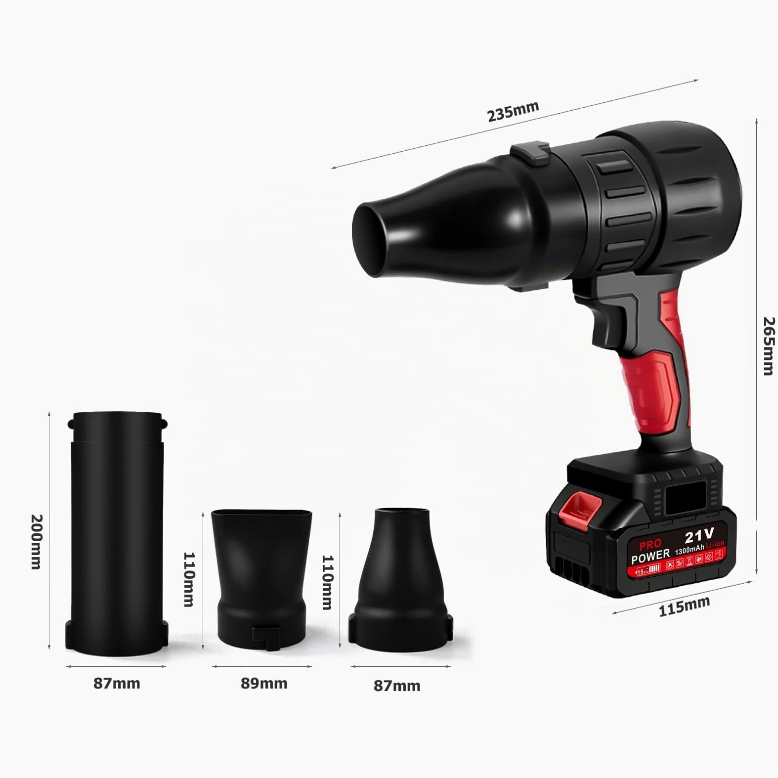 Mini Souffleur sans Fil Puissant, 35000 TR/Min Souffleur de Feuilles Portable avec Batterie 1300mAh, pour Voiture, Jardin, Patio