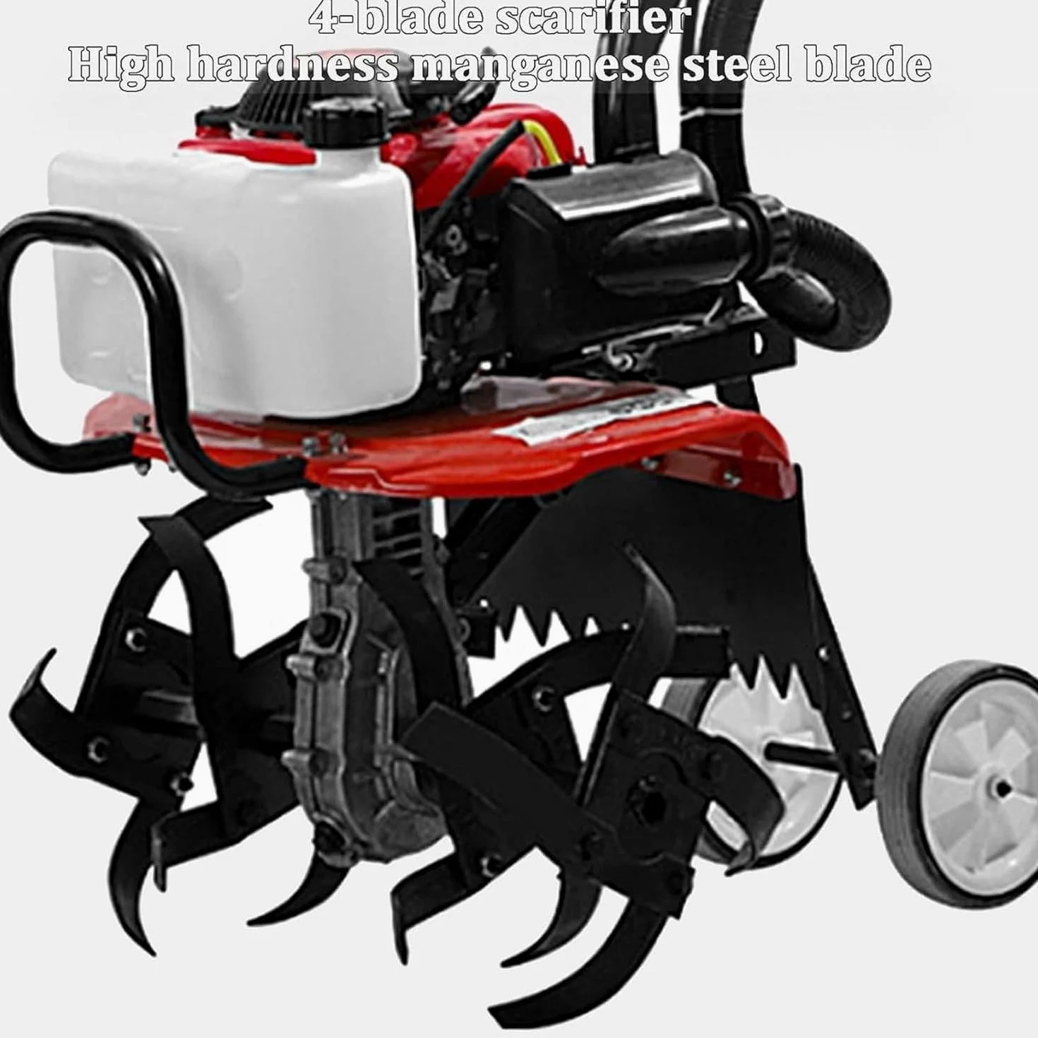 Motoculteur à essence 4 temps automoteur avec 4 lames pour un labourage efficace du sol et une vitesse de rotation élevée