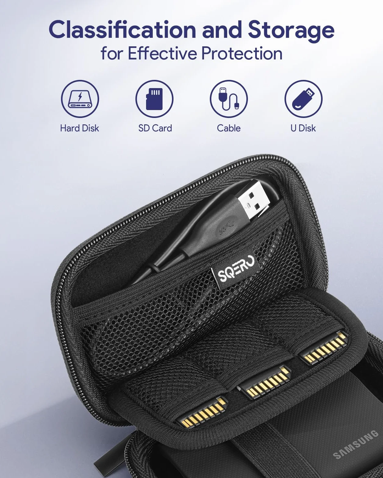 Coque SSD Samsung T9 T7 Shield T7 T7 Touch étui de voyage rigide bleu