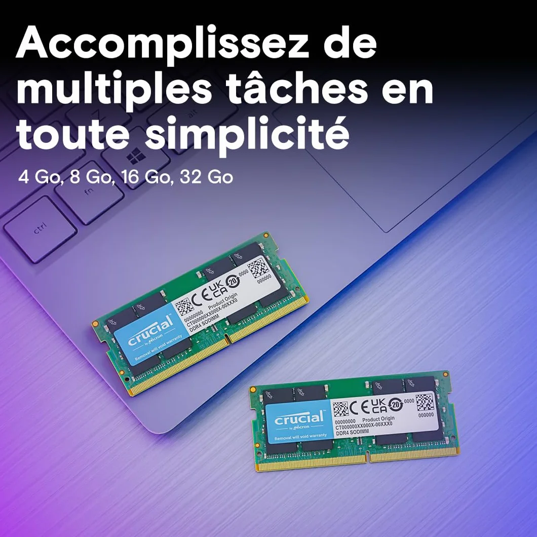 Crucial RAM DDR4 32Go Kit (2x16Go) 3200MHz SODIMM CL22 Mémoire Portable