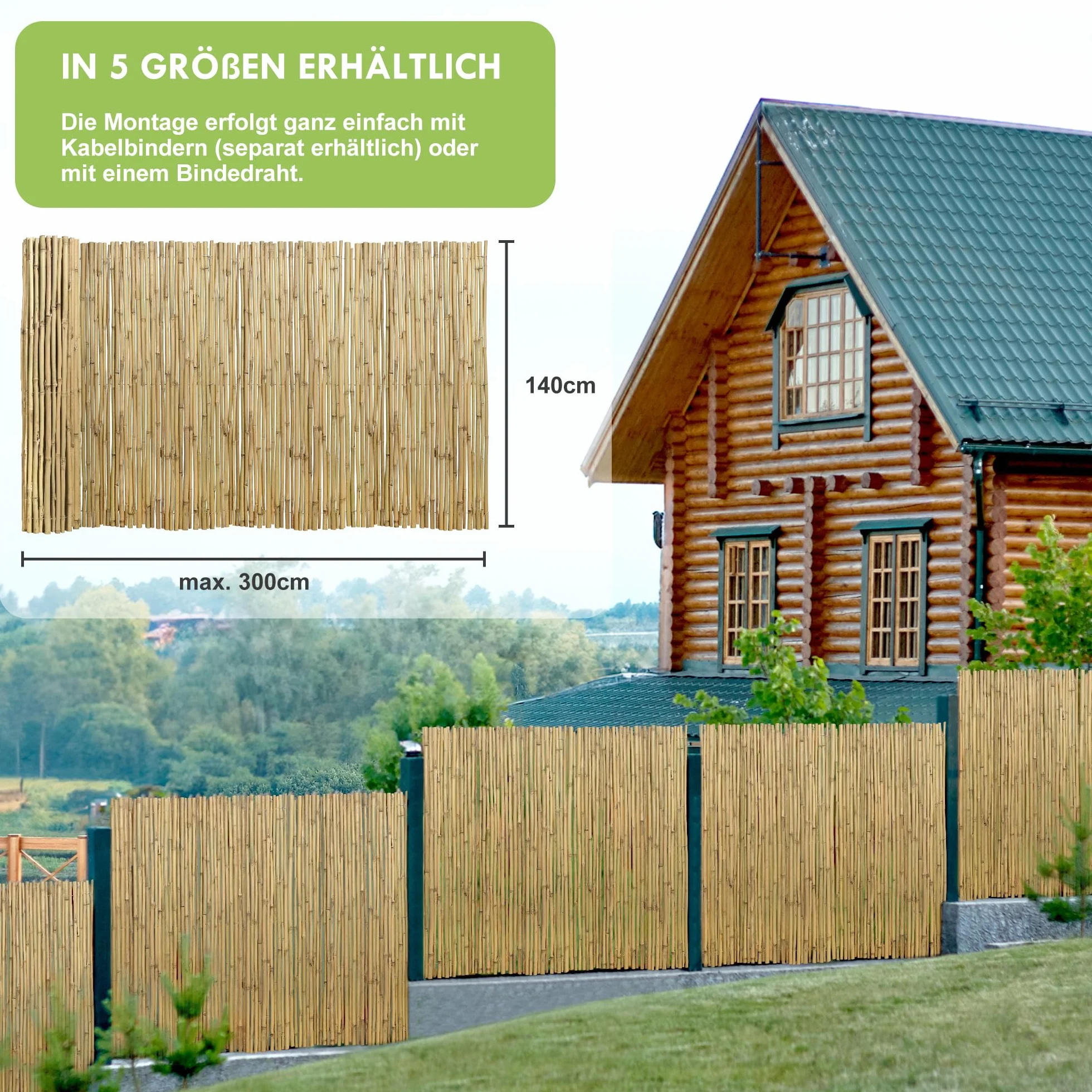 Jarolift Brise-Vue Bambou 140 x 300 cm Naturel