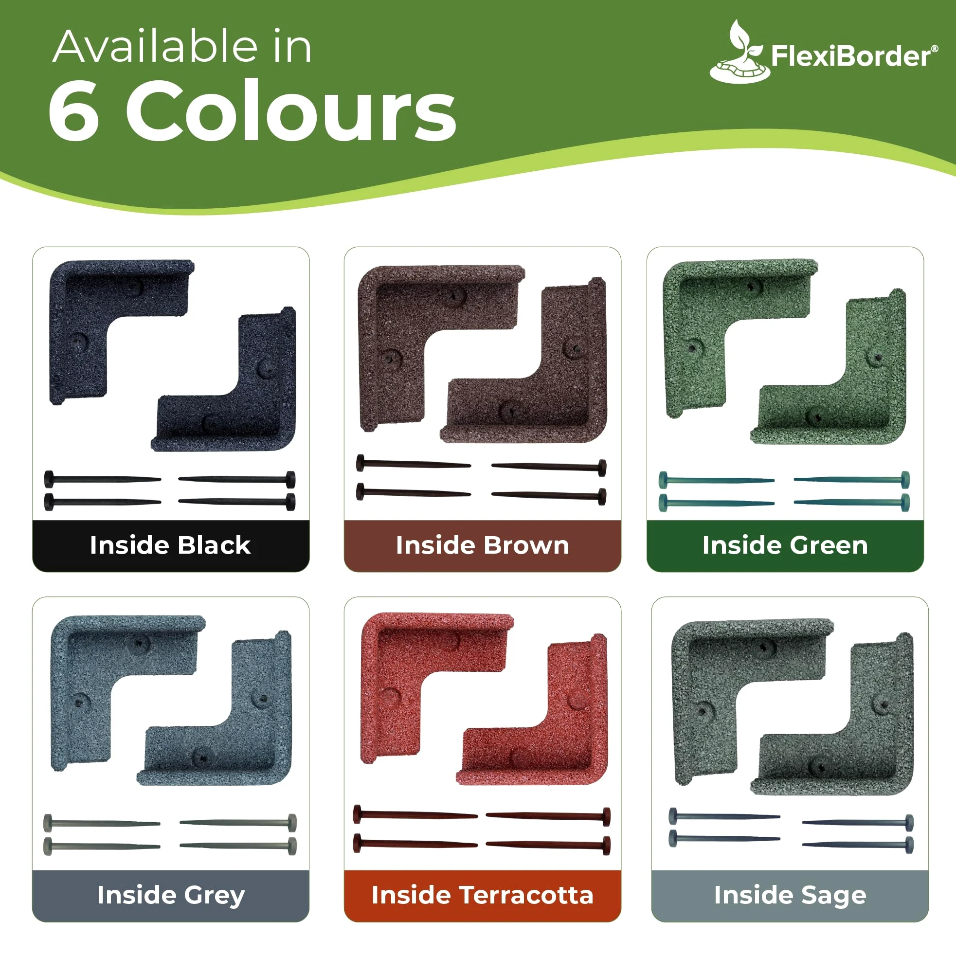FlexiBorder 2 x 90 degrés à l'intérieur de la sauge – Bordure de pelouse en caoutchouc – Bordure de jardin pour pelouse – allées et bordures de fleurs