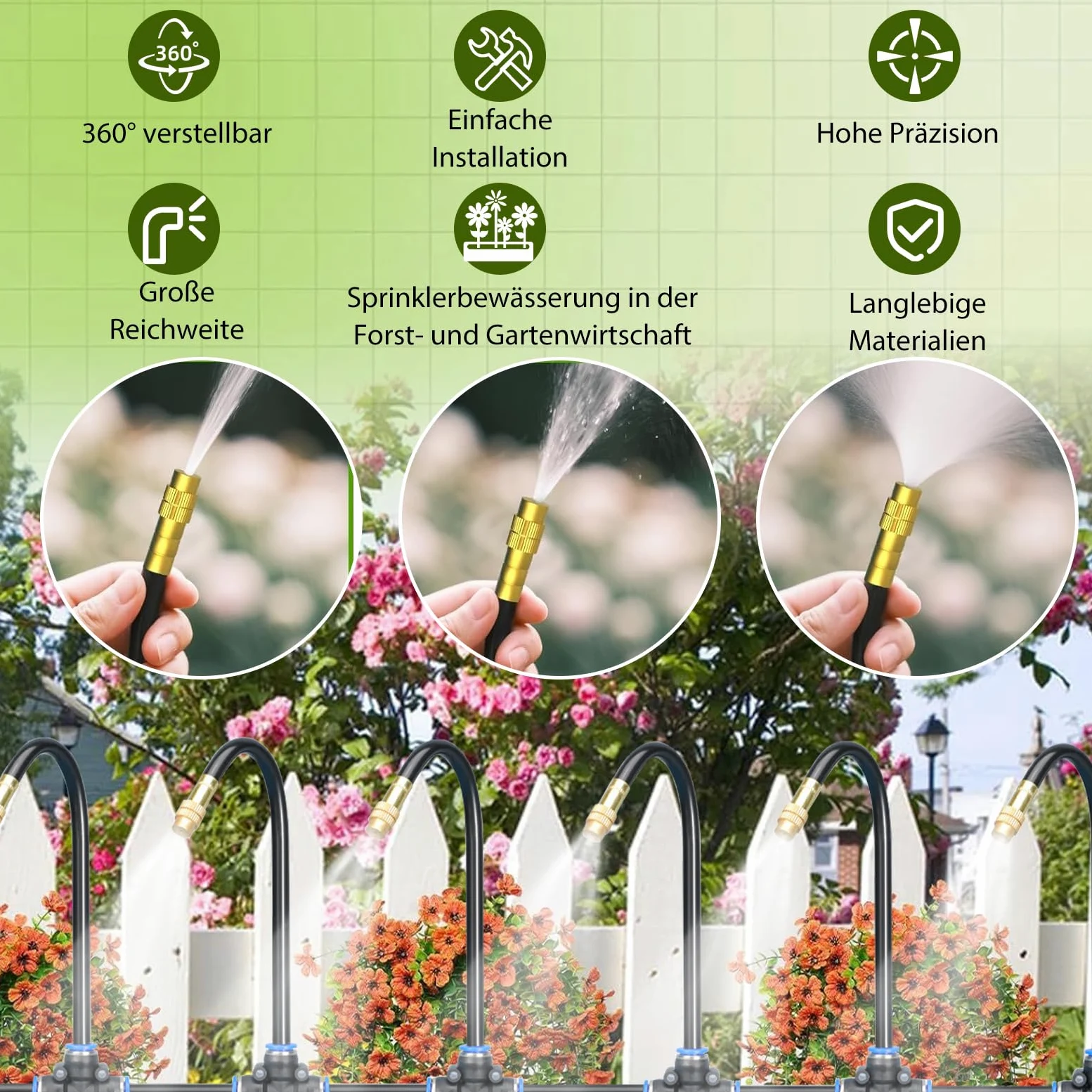 ACESOME Système d'arrosage de jardin, kit d'arrosage automatique de 20 m, tuyaux d'irrigation, irrigation goutte à goutte, micro goutte pour plantes en pot, plate-bande surélevée, terrasse, serre