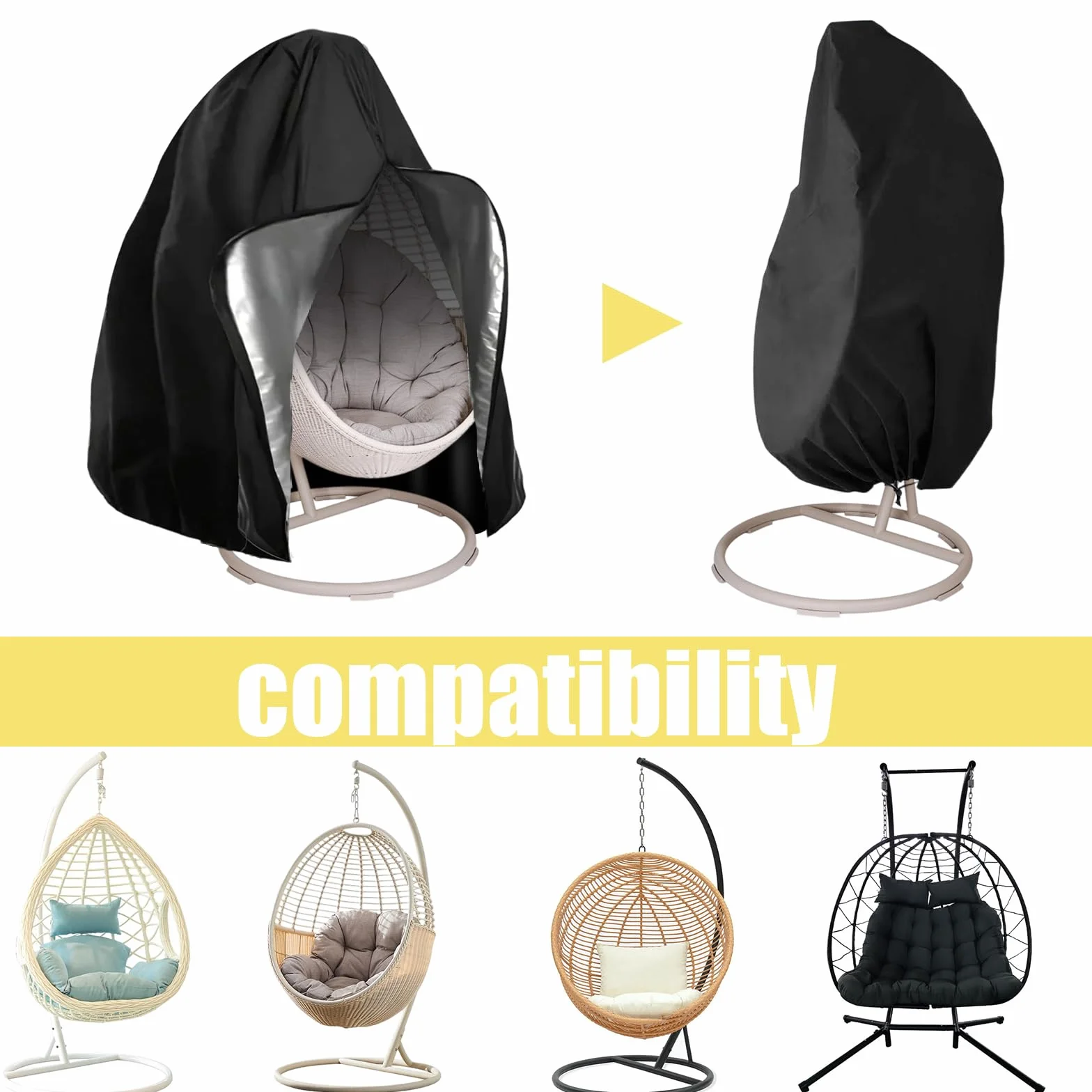 Housse de Chaise Suspendue Imperméable 210D Oxford 230 x 200 cm Protection Extérieur