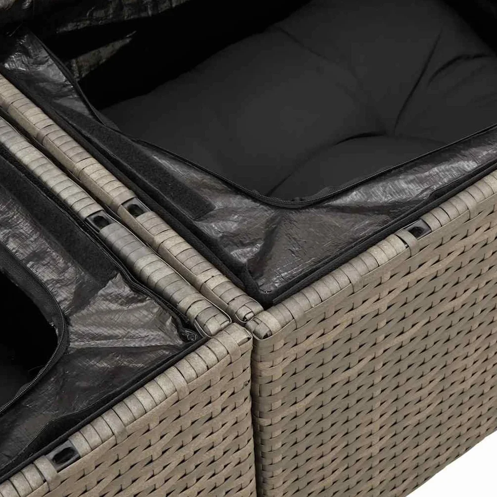 vidaXL Canapé de Jardin 2 Places avec Coussins, Résine Tressée Gris