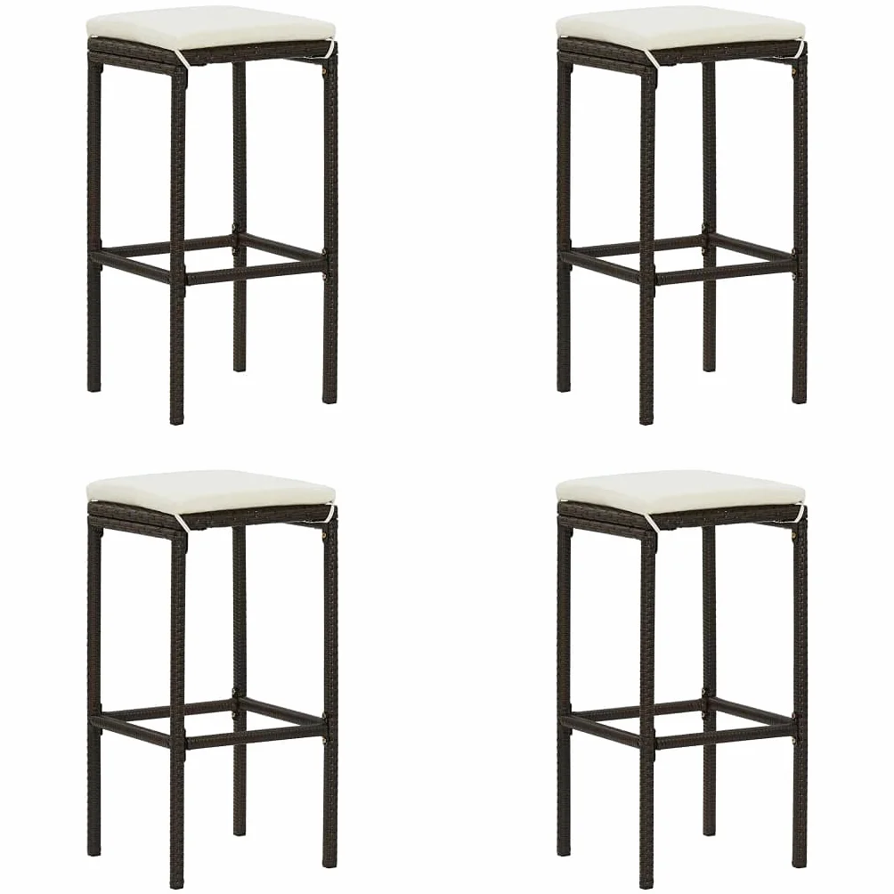 Ensemble de Bar de Jardin avec Coussins 5 pcs Marron Mobilier de Jardin Brun