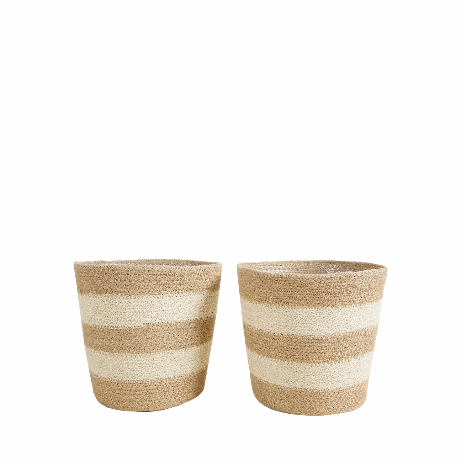Bloomique Pot à Plantes Tressé Gaby Lot de 2 Beige Jute H22xØ21
