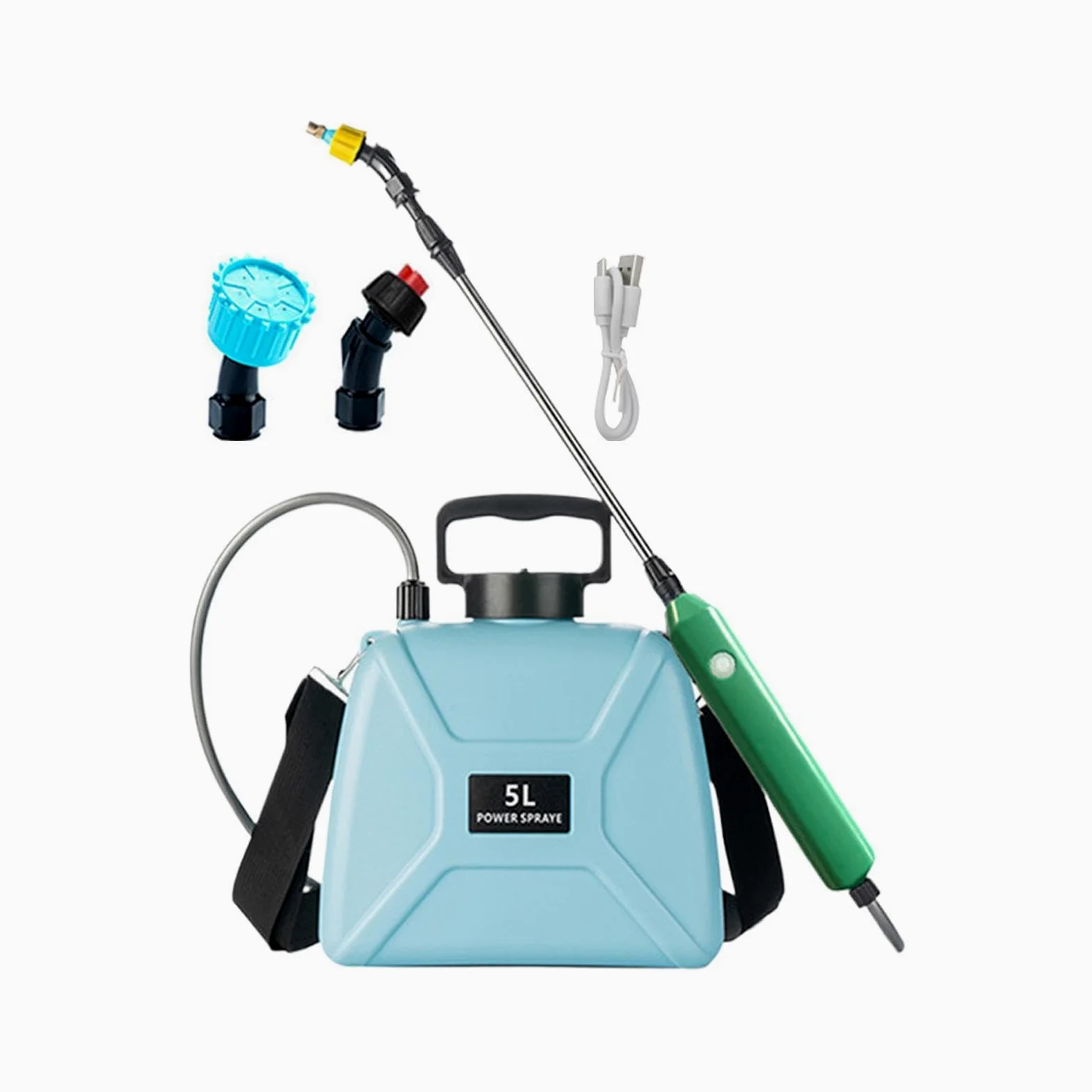 Pulvérisateur Électrique Jardin D'Arrosage Rechargeable 3 Buses | Pulvérisateur De Jardin Rechargeable 5 L Avec Bandoulière Et Lance Télescopique pour Piscine Fenêtre Auto Cour Pelouse