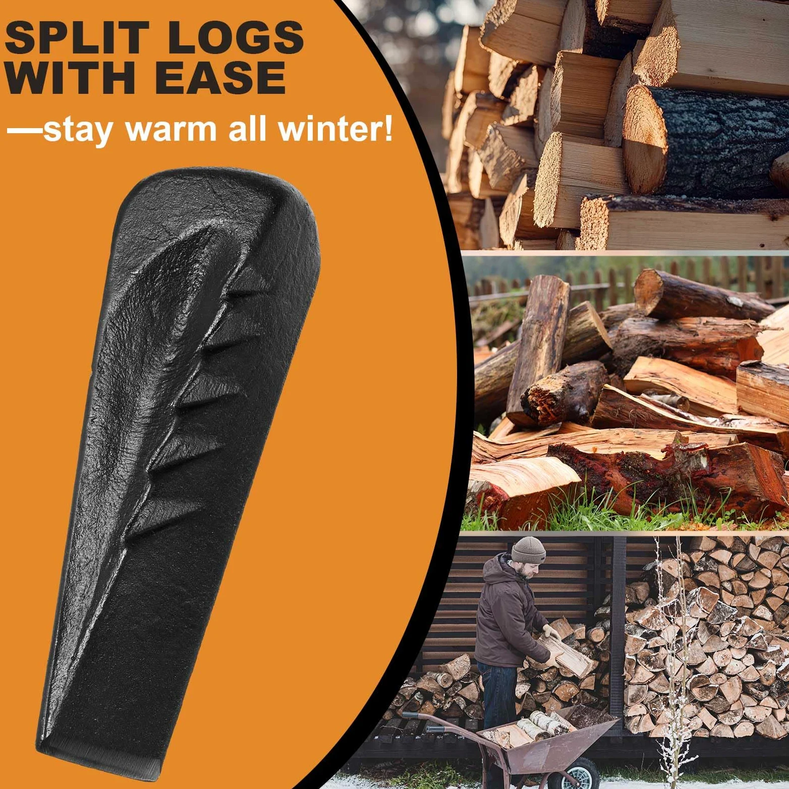 Lot de 2 cales hélicoïdales torsadées de 2,3 kg pour bois de chauffage, outil en acier forgé pour fendre facilement le bois, bord aiguisé pour couper le bois en plein air