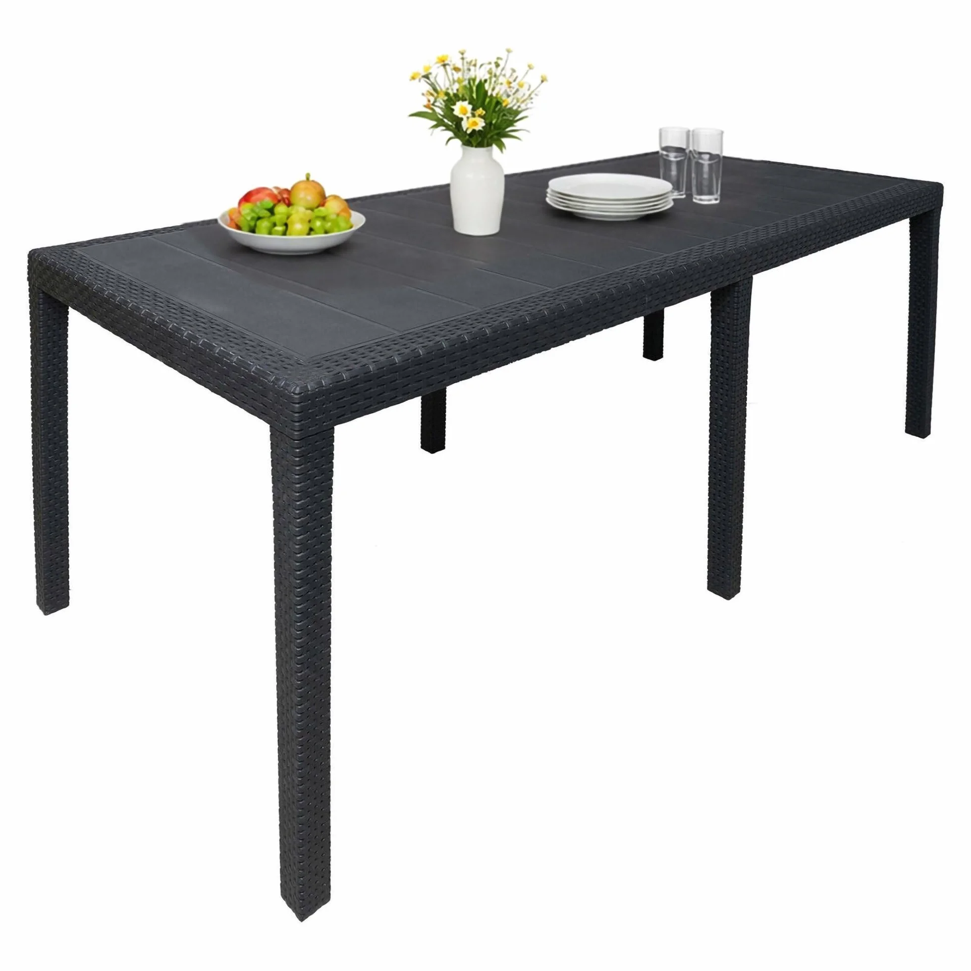 Dmora Table d'extérieur rectangulaire extensible 150-220 cm anthracite Made in Italy
