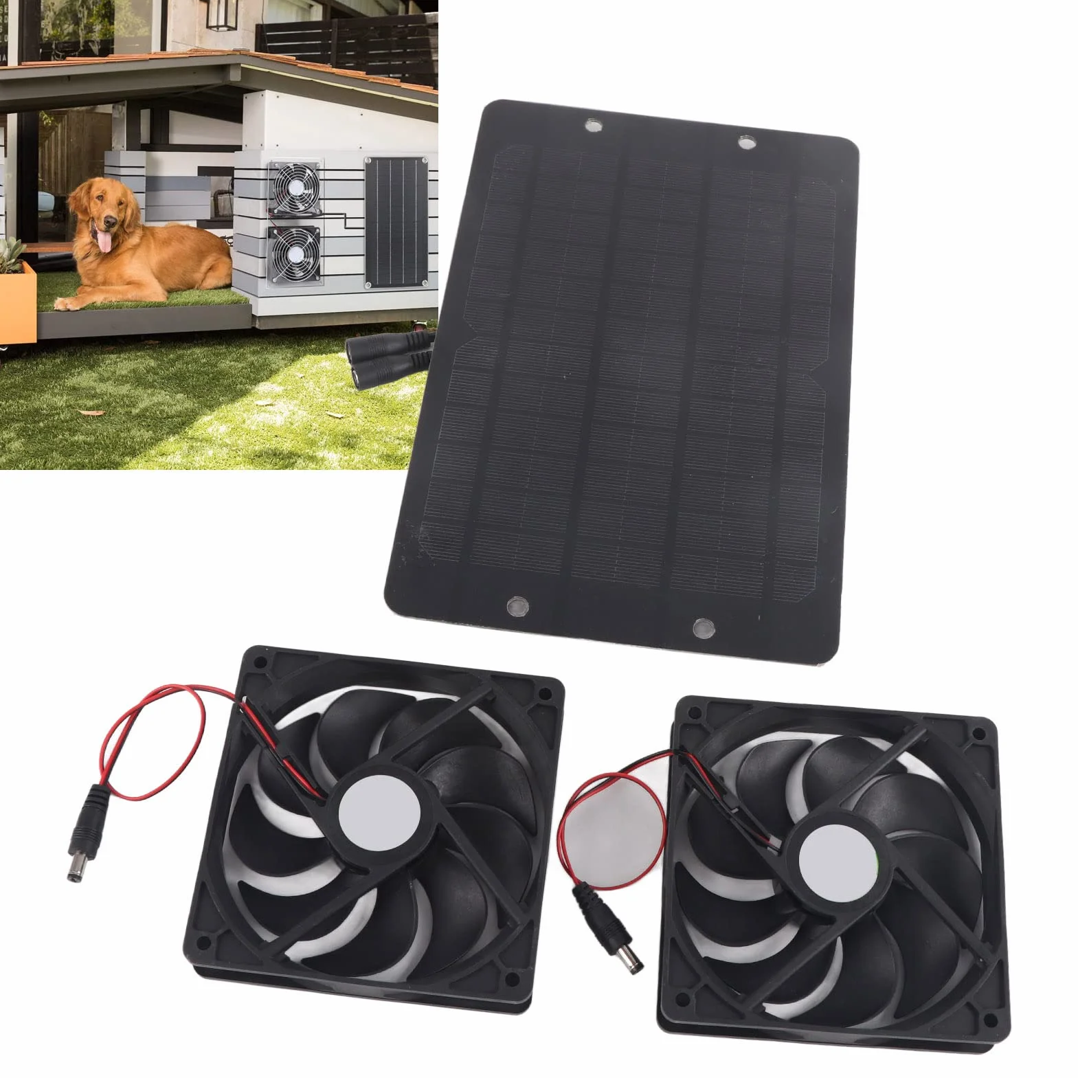 Ventilateur Solaire Double 10W 12V Kit 2 Ventilateurs avec Panneau Solaire Étanche Câble 2m
