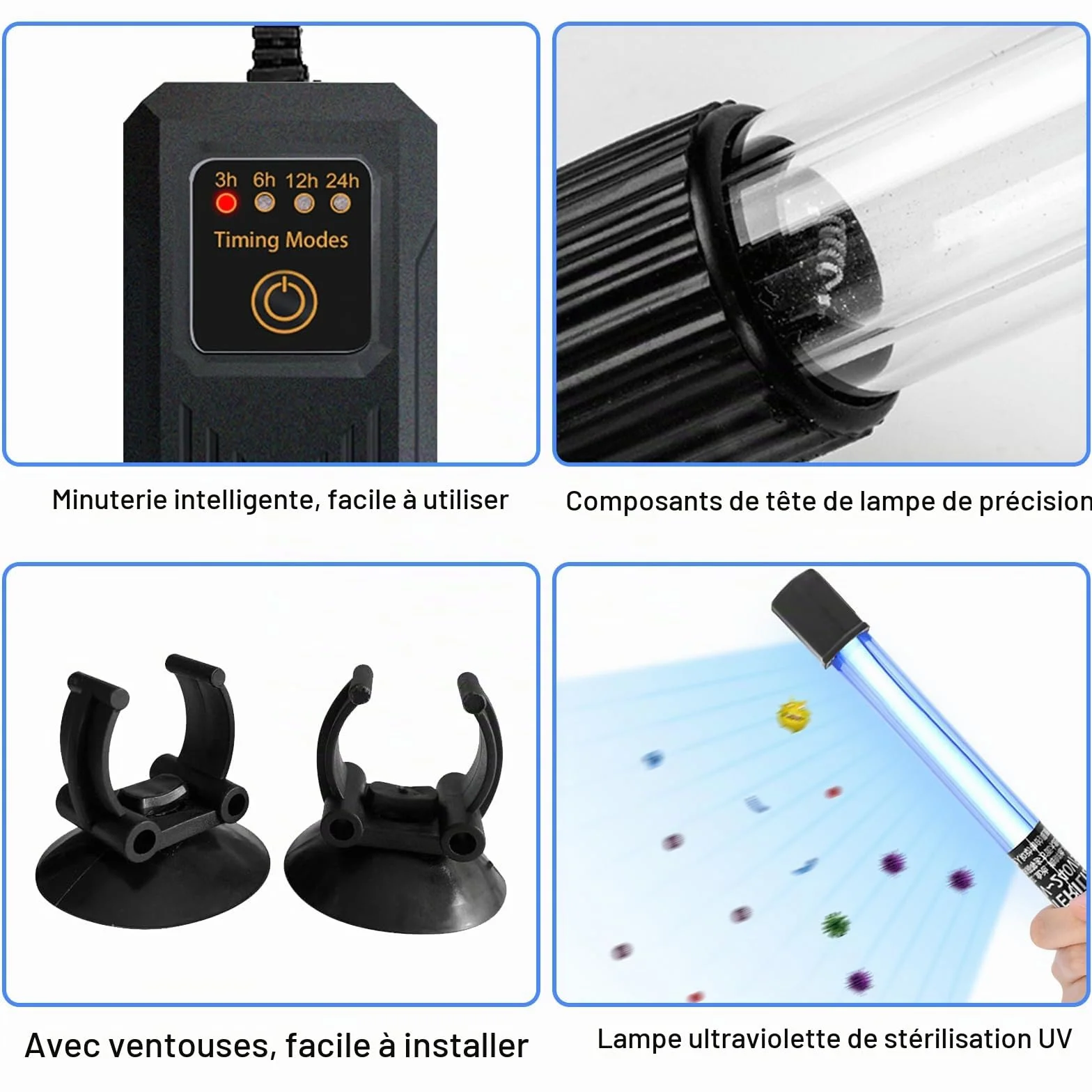 GOMETY Lampe UV Stérilisateur Aquarium 13W Minuterie Étanche