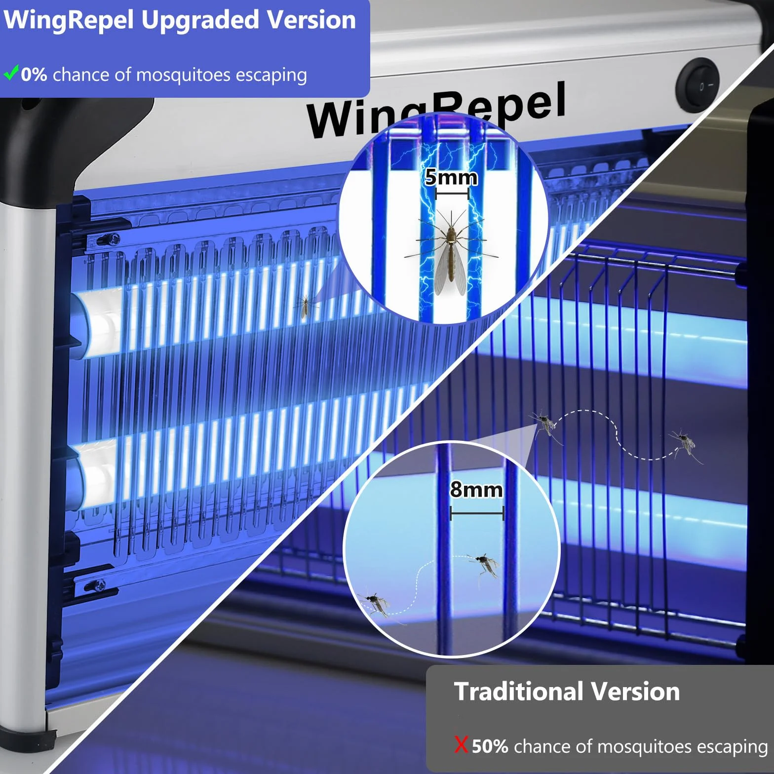 Piège à Moustique Electrique UV Lampe Anti Moustique Intérieur 20W 2400V Tue Moustique