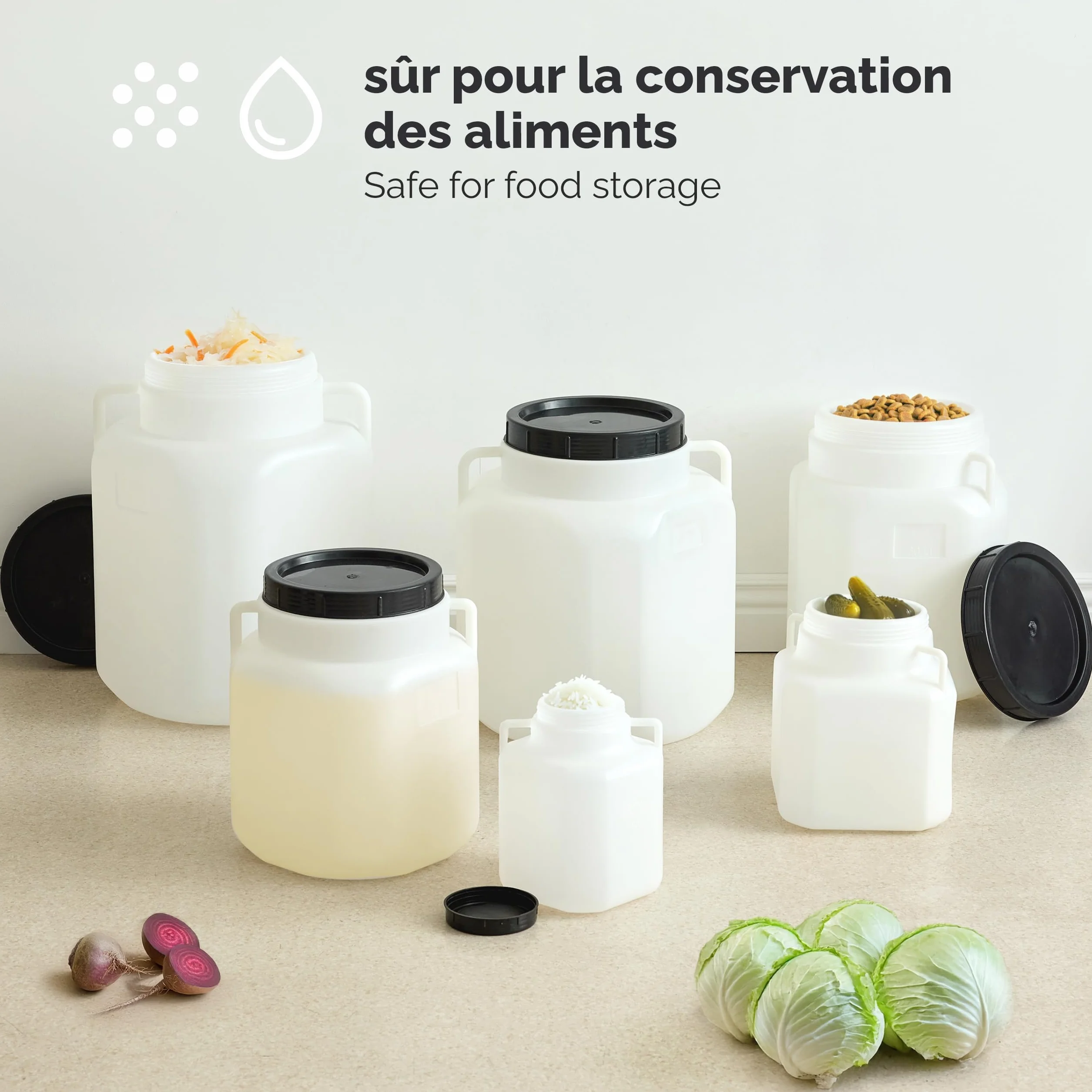 Garronda Serbatoio Acqua Quadrato BPA-Free 40 Litri per Alimenti con Coperchio Bianco