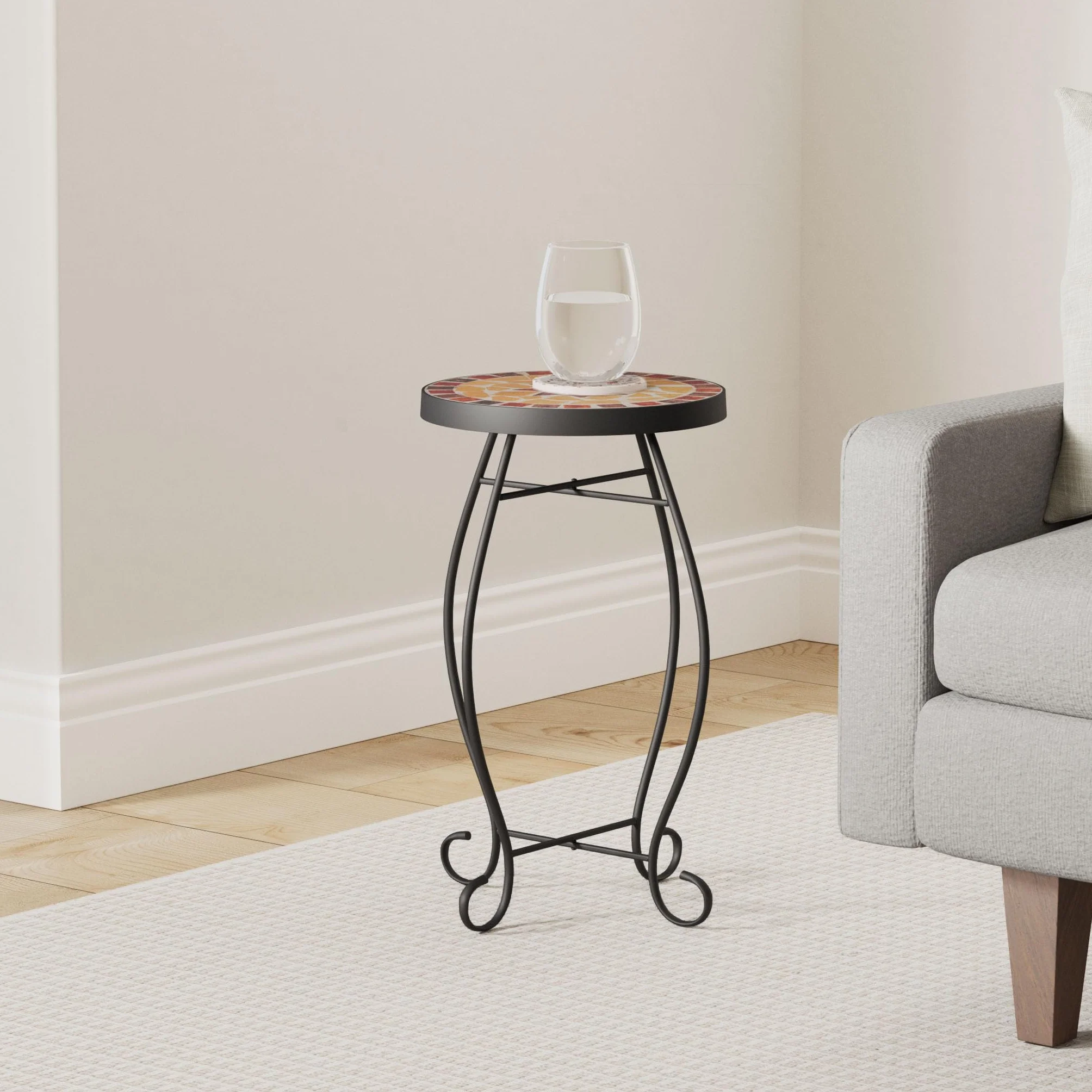 KESSER Table de bistrot ronde en mosaïque 60 x 34 cm métal jardin intérieur extérieur