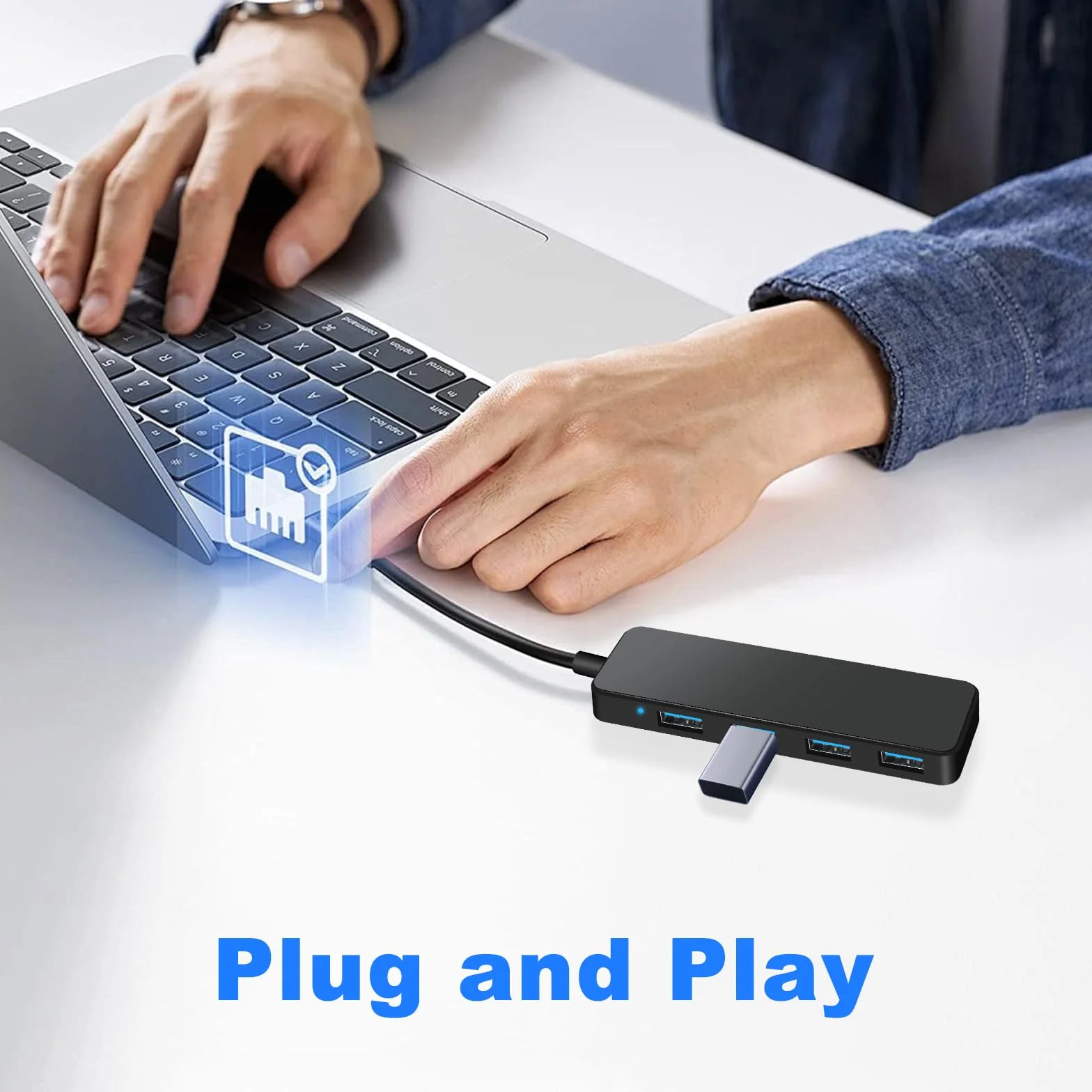 Hub USB 3.0 4 Ports Multiprise Ultra Fin 5 Gbps Adaptateur Multi USB pour MacBook Pro/Air iMac Surface Pro XPS PC