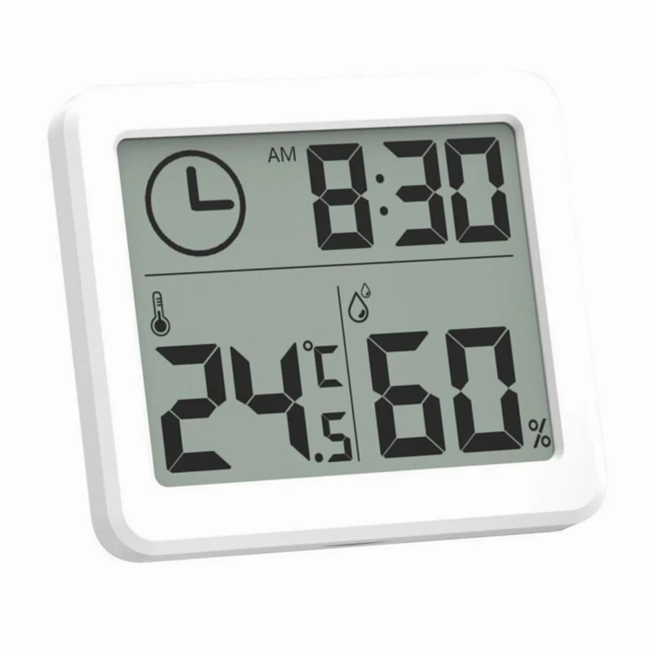 ibasenice Hygromètre D'intérieur Numérique Ultra-fin Pour Maison Et Bureau, Thermomètre Domestique Blanc Avec Horloge 12h, Mesure Précise Température Et Humidité Ambiante