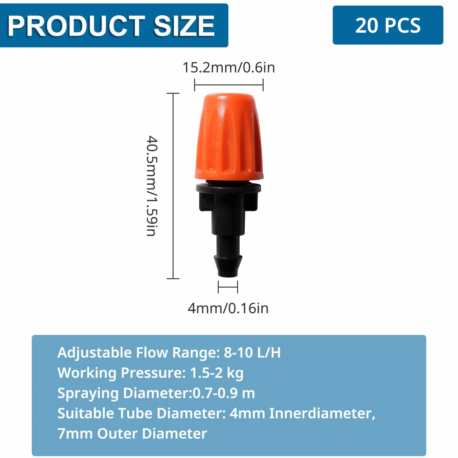 VooGenzek 20 Pièces Émetteurs de Micropulvérisation Réglables pour Tube 4/7 mm, Buses de Brumisation Jardin