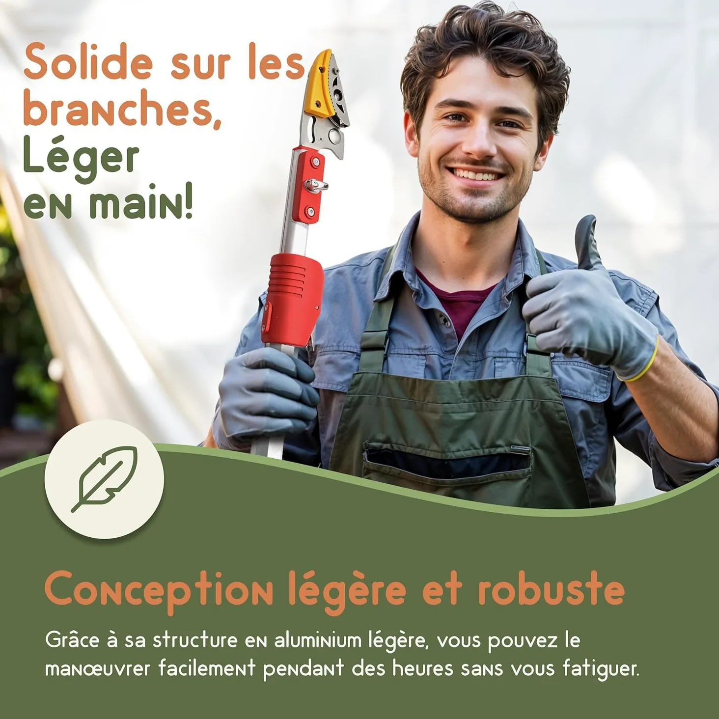 Coupe Branche Telescopique Multifonctions, Sécateur Cisaille de Jardin, Sécateur et Scie Elagage, Lame en Acier, Pur Rameaux et Bois Vert, Perche Telescopique de 130 à 220 cm