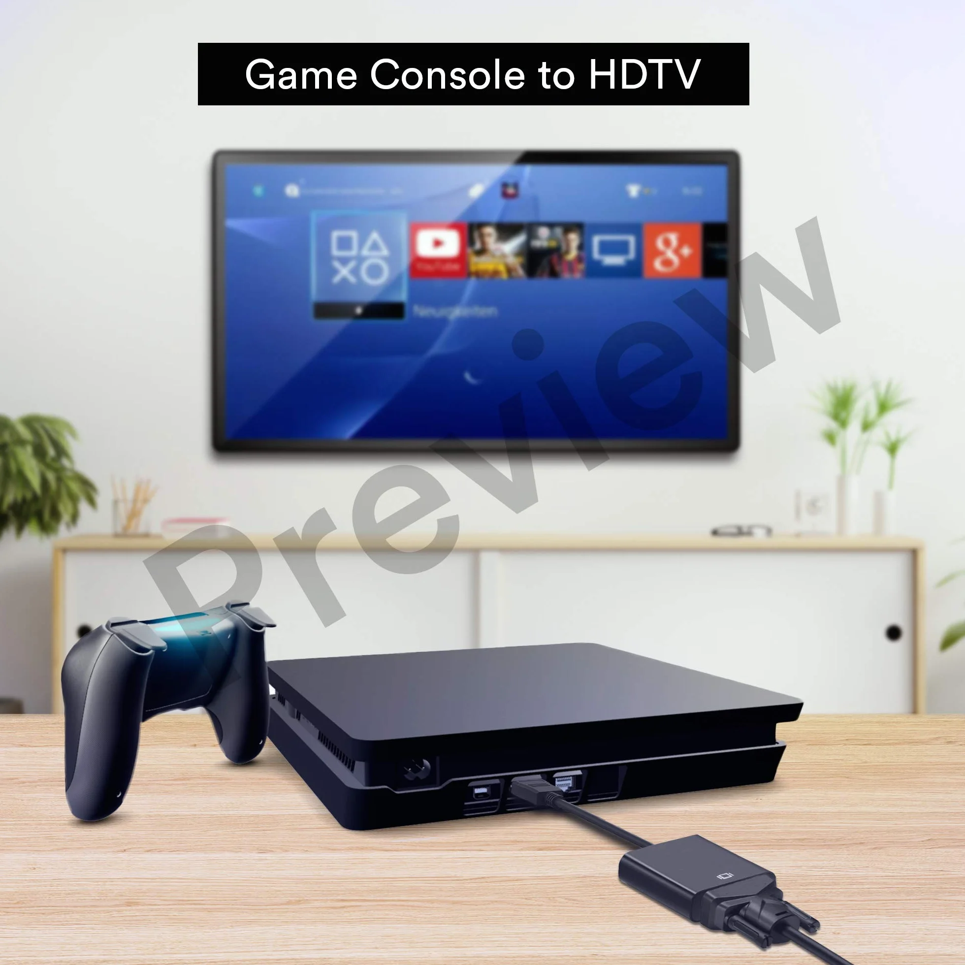 Adaptateur HDMI vers VGA 1080P mâle vers femelle avec audio Noir