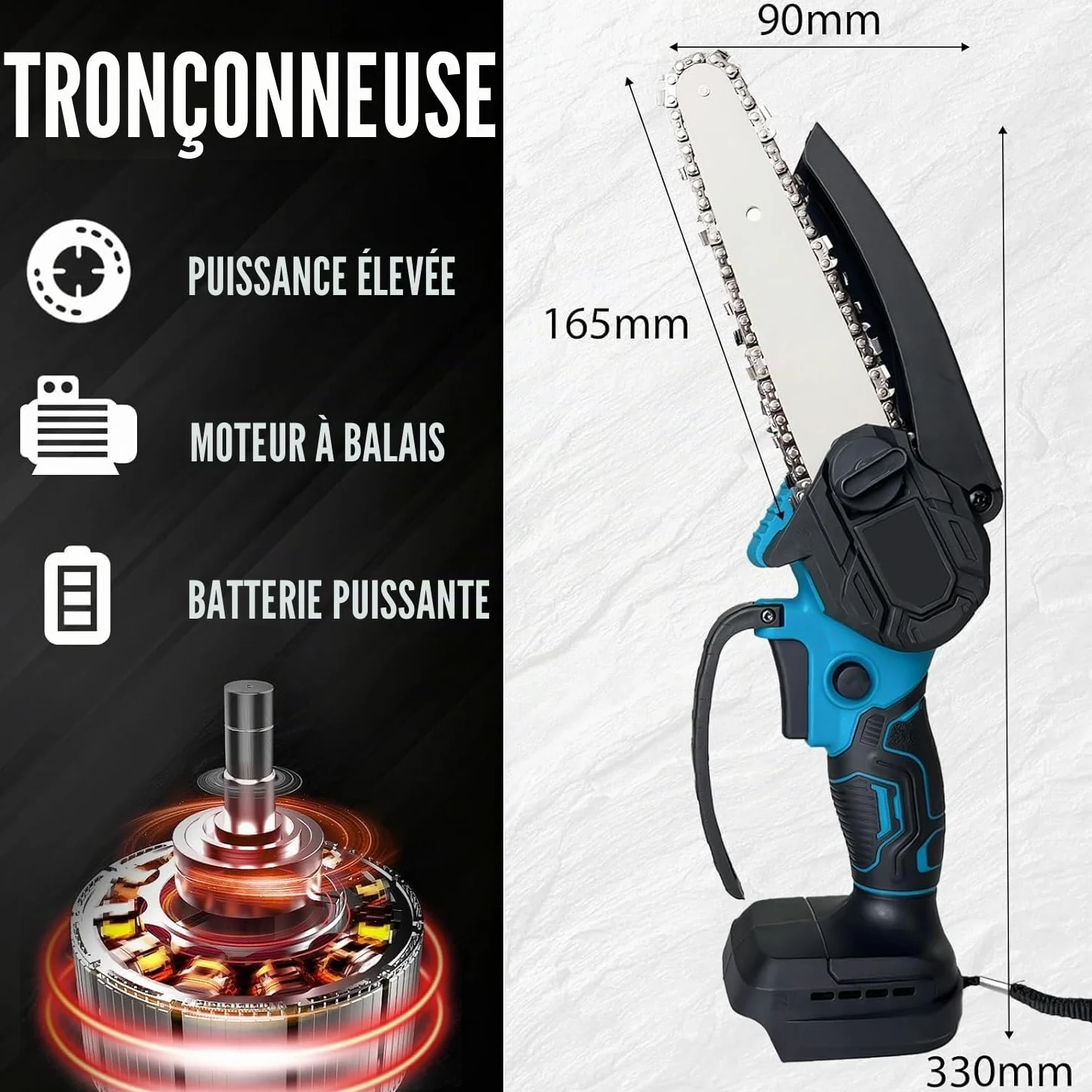 Mini Tronçonneuse a Batterie, 6 Pouces Tronçonneuse Électrique sans Fil | Pour Sécateurs, élagueurs Et Coupeurs De Bois