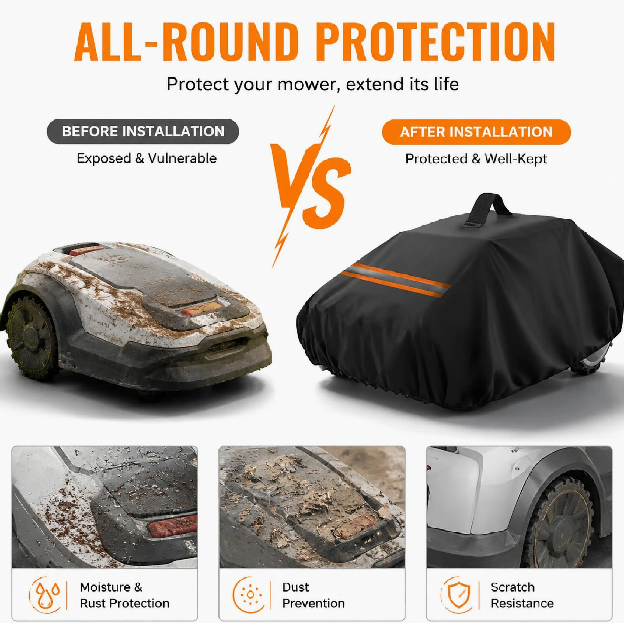Abris Robot Tondeuse pour Mammotion LUBA Mini 2 AWD 1500, 600D Housse Oxford Réfléchissante, Ajustement Stable, Anti-UV et Pluie