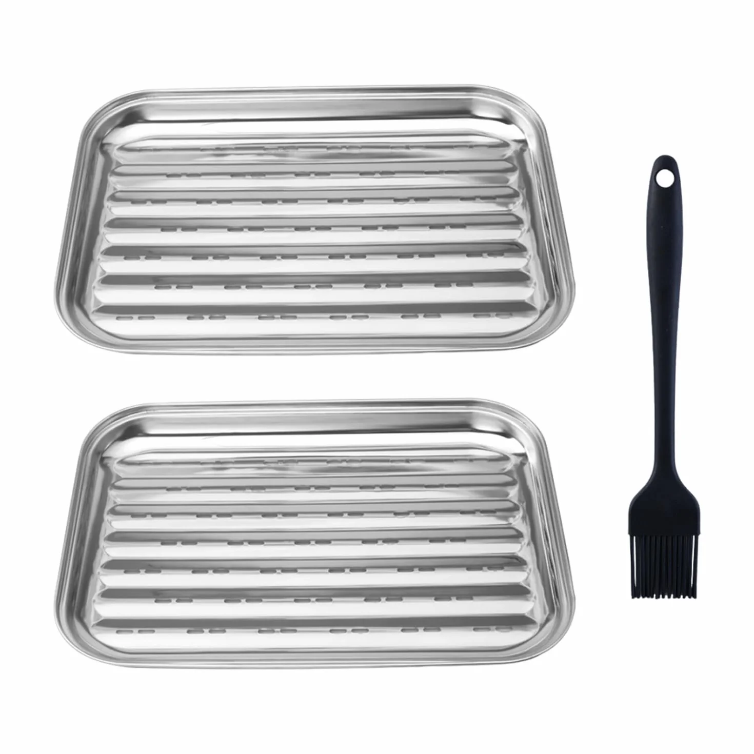 Plaques De Barbecue Carrées Avec Brosse En Silicone Et Poêle À Griller Filtre À Huile Perforé