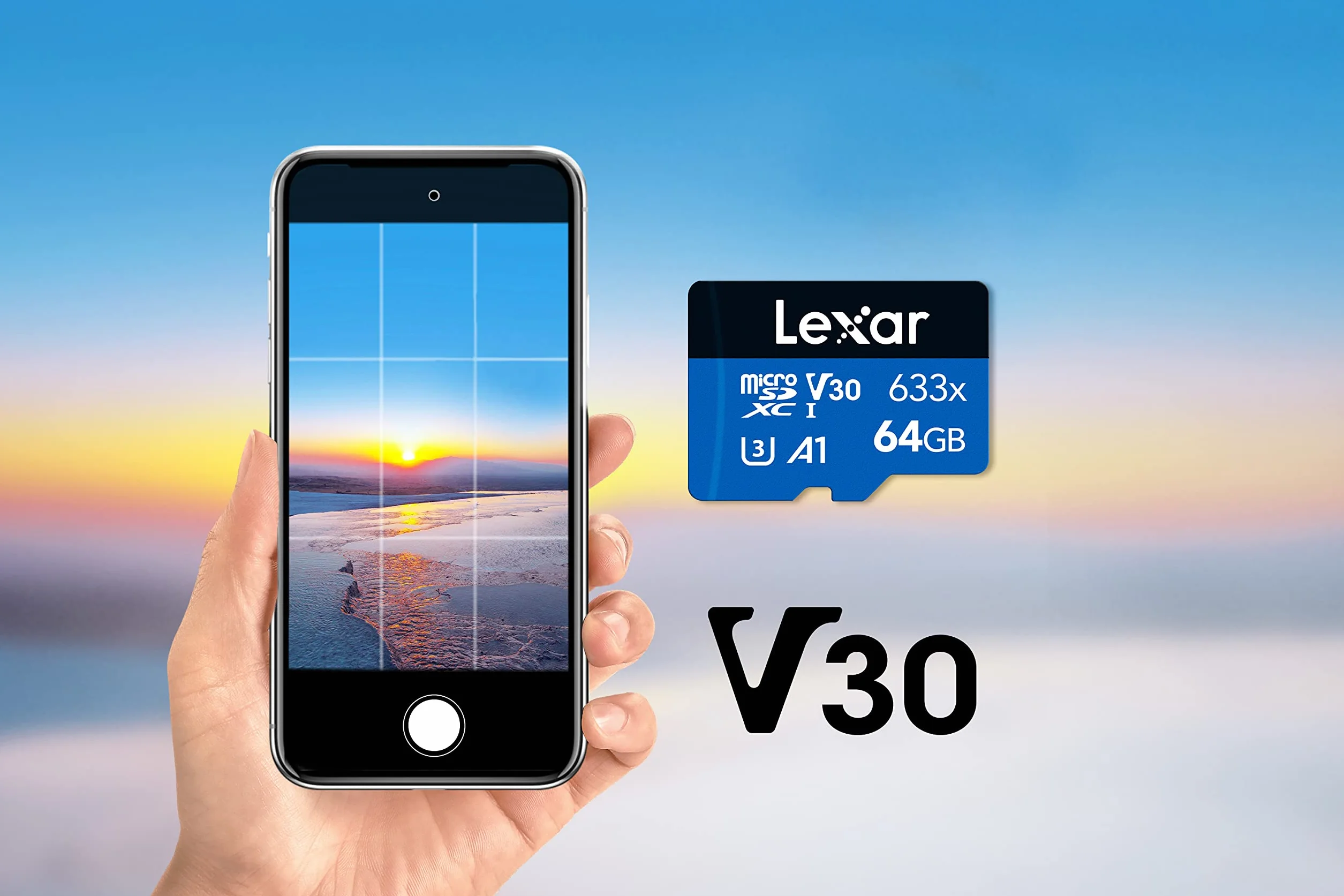 Lexar 633x Carte Micro SD 64 Go microSDXC UHS-I 100 Mo/s Lecture A1 C10 U3 V30