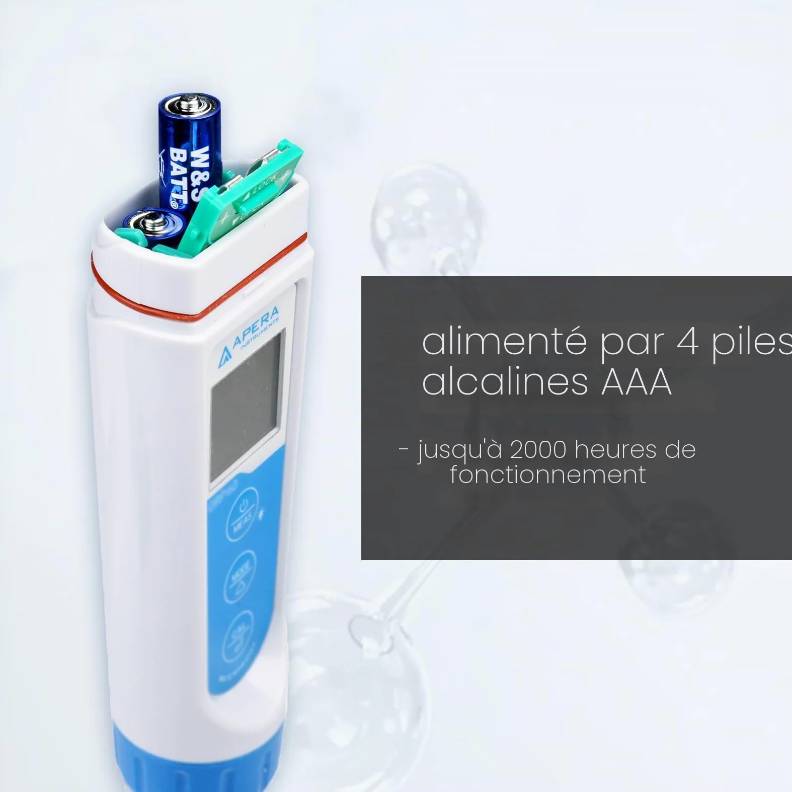 Apera Instruments PC60 Testeur de poche multi-paramètres pH/EC/TDS/salinité avec sonde remplaçable, étanche, ± 0,01 pH/1% de précision, -2,00-16,00 pH ; 0-20,00 mS/cm, capteur de température ± 0,5 °C