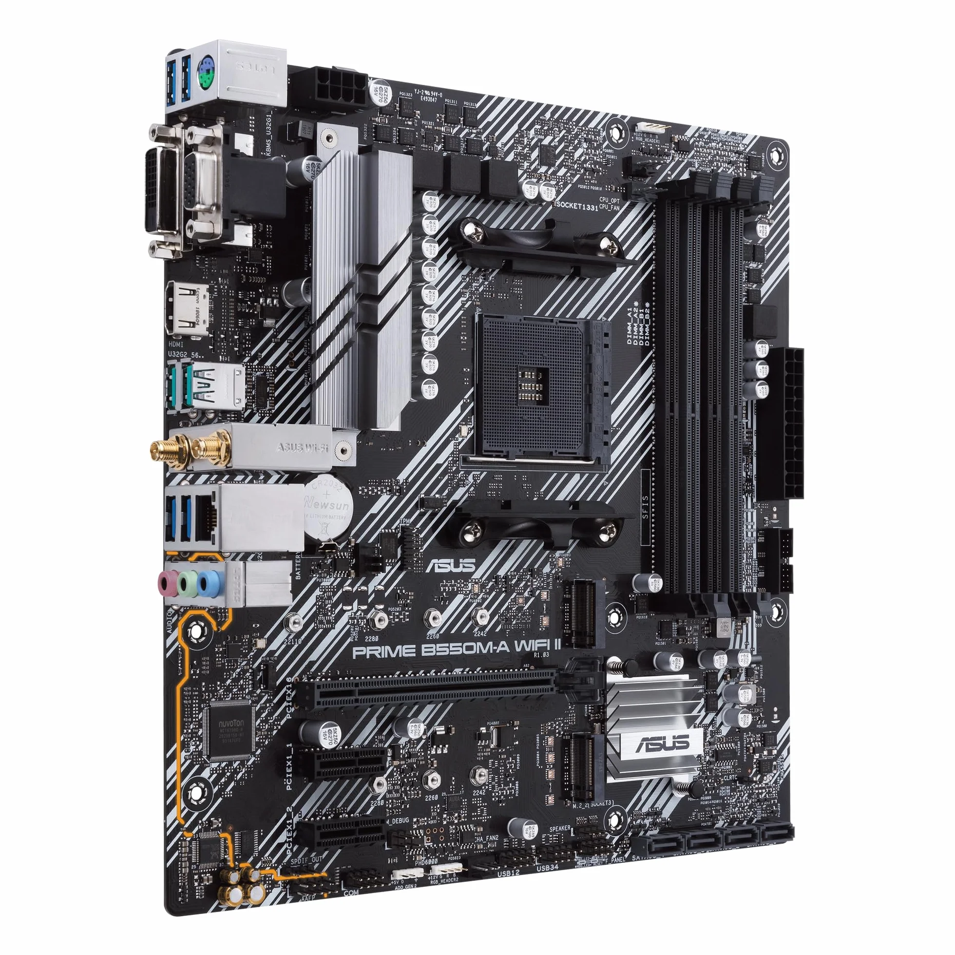 ASUS Prime B550M-A WI-FI II Carte mère AMD B550 Ryzen AM4 Micro ATX PCIe 4.0 DDR4 4400 Intel WiFi 6