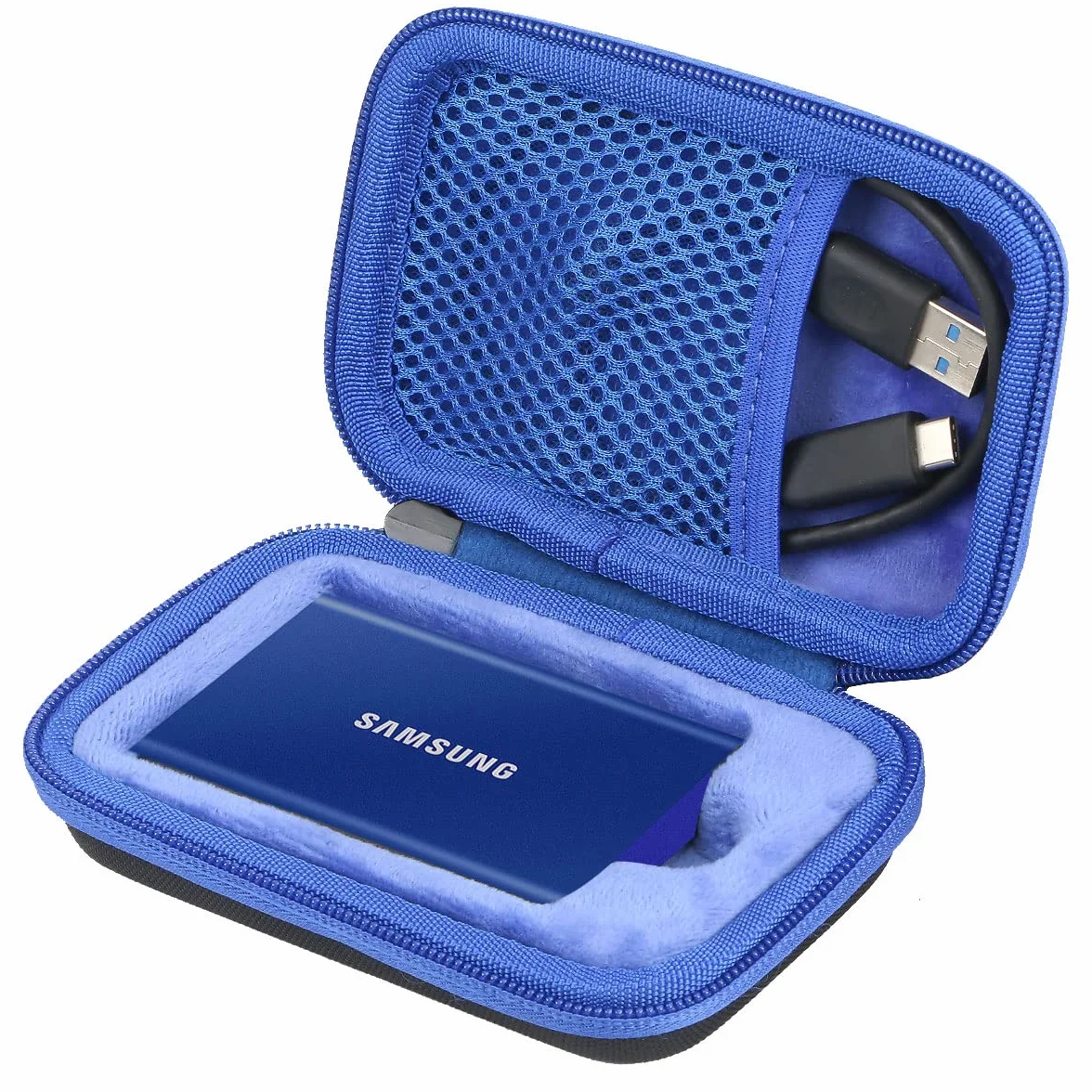 co2CREA Dur Étui de Voyage Rigide Housse Cas pour Samsung T7 / T7 Touch Disque SSD Externe Portable, Bleu