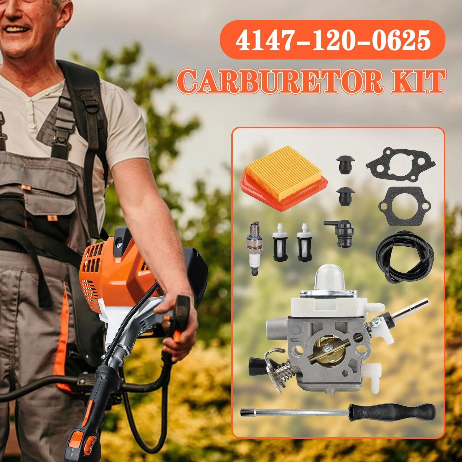 Kit carburateur 4147-120-0625 pour Stihl FS240 FS260C avec filtre à air 4147 141 0300