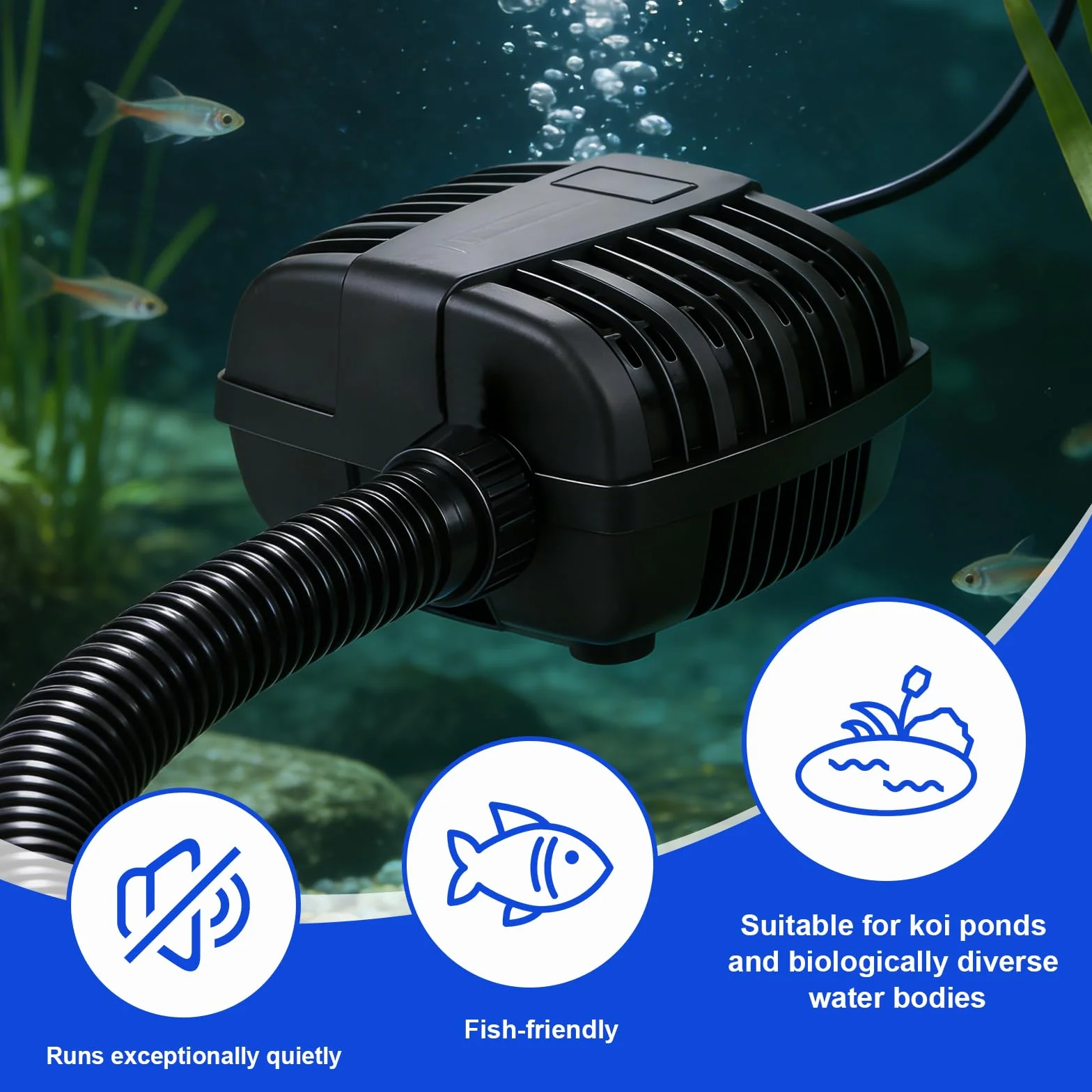 Pompe Bassin Exterieur CFP-2000L/H 35W IPX8 Ultra Silencieuse Protection Poissons