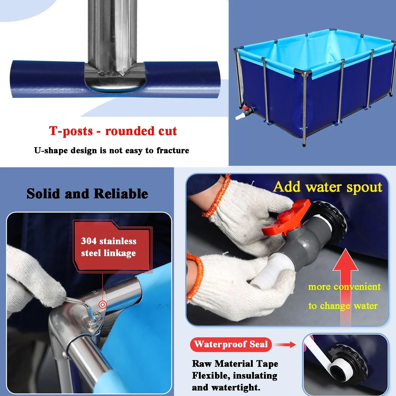 Bassin à poissons portable pliable en toile – Piscine d'aquaculture pour koï, tortues et poissons – Solution de stockage d'eau et d'habitat aquatique pour jardin extérieur