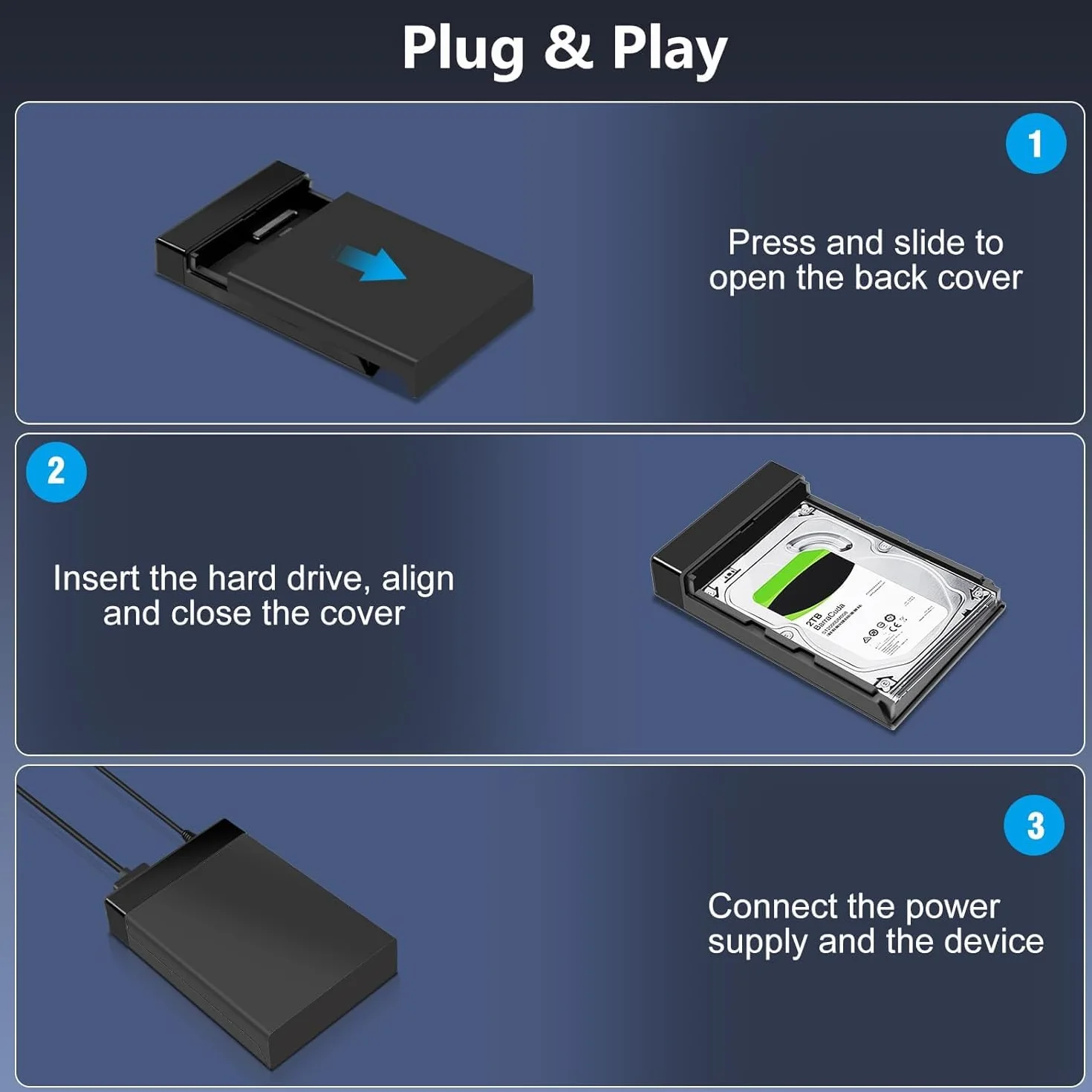 Boîtier de Disque Dur Externe USB 3.0 SATA 3.5" 2.5" 5 Gbps UASP 16 To