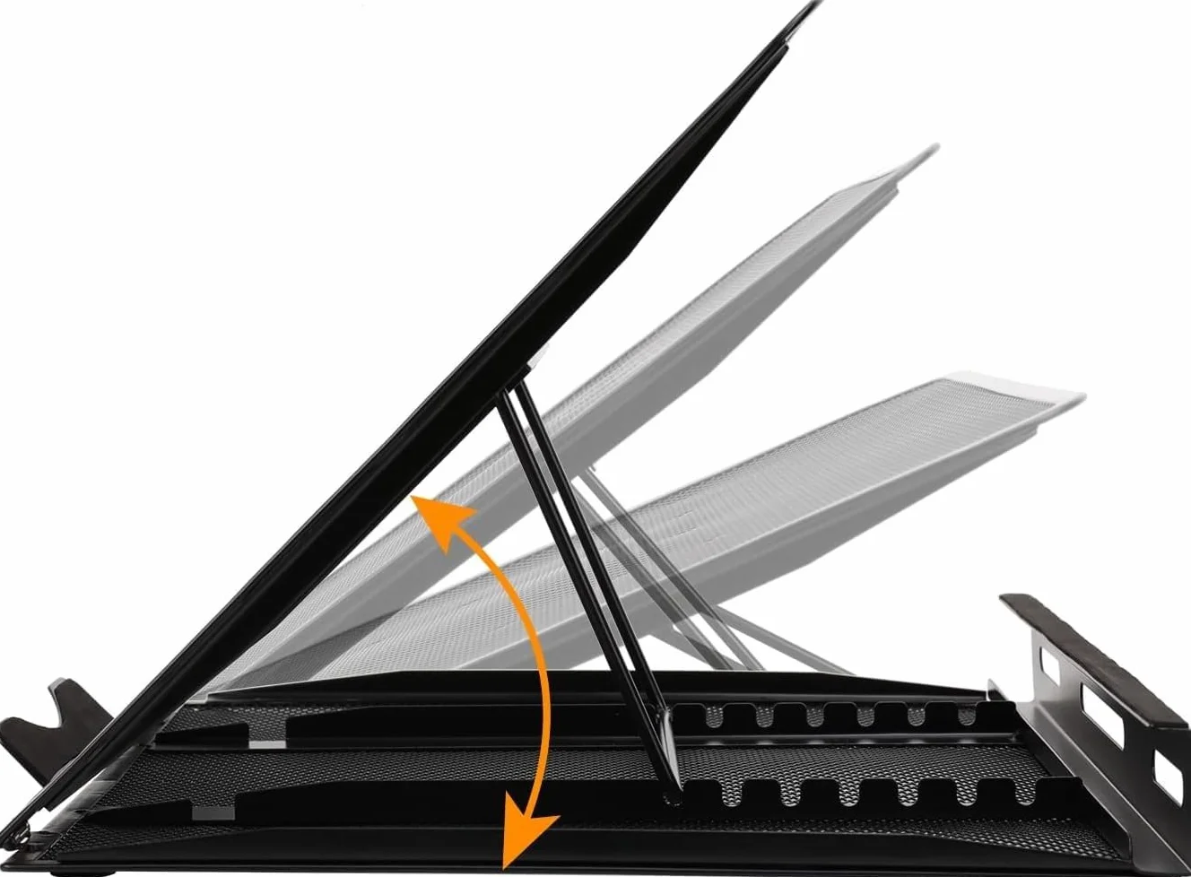 Amazon Basics Support Ergonomique Ventilé Réglable 7 Niveaux Maille Acier Ordinateurs 25,4-43,9cm Noir