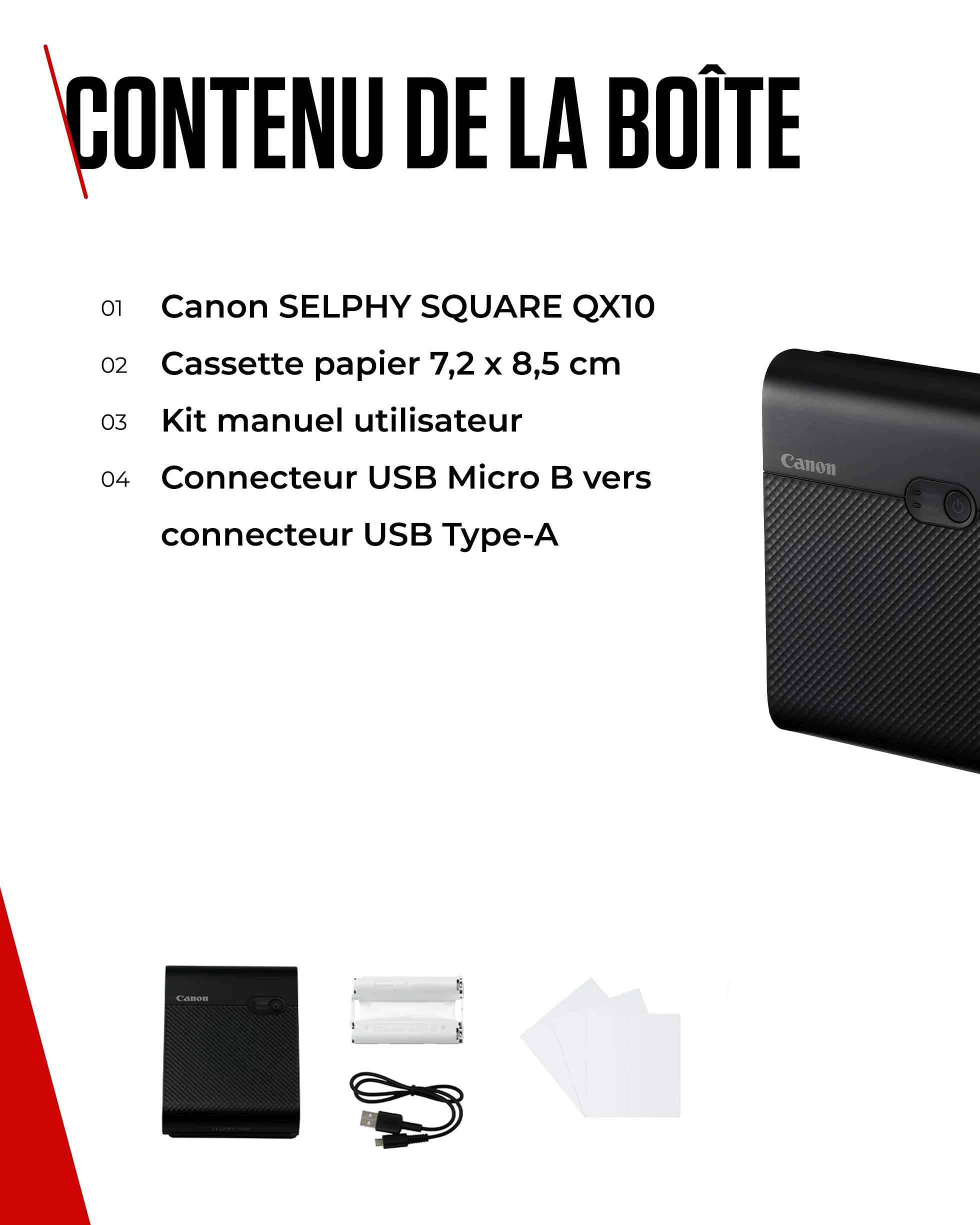 Canon SELPHY Square QX10 Imprimante Photo Portable - Blanc